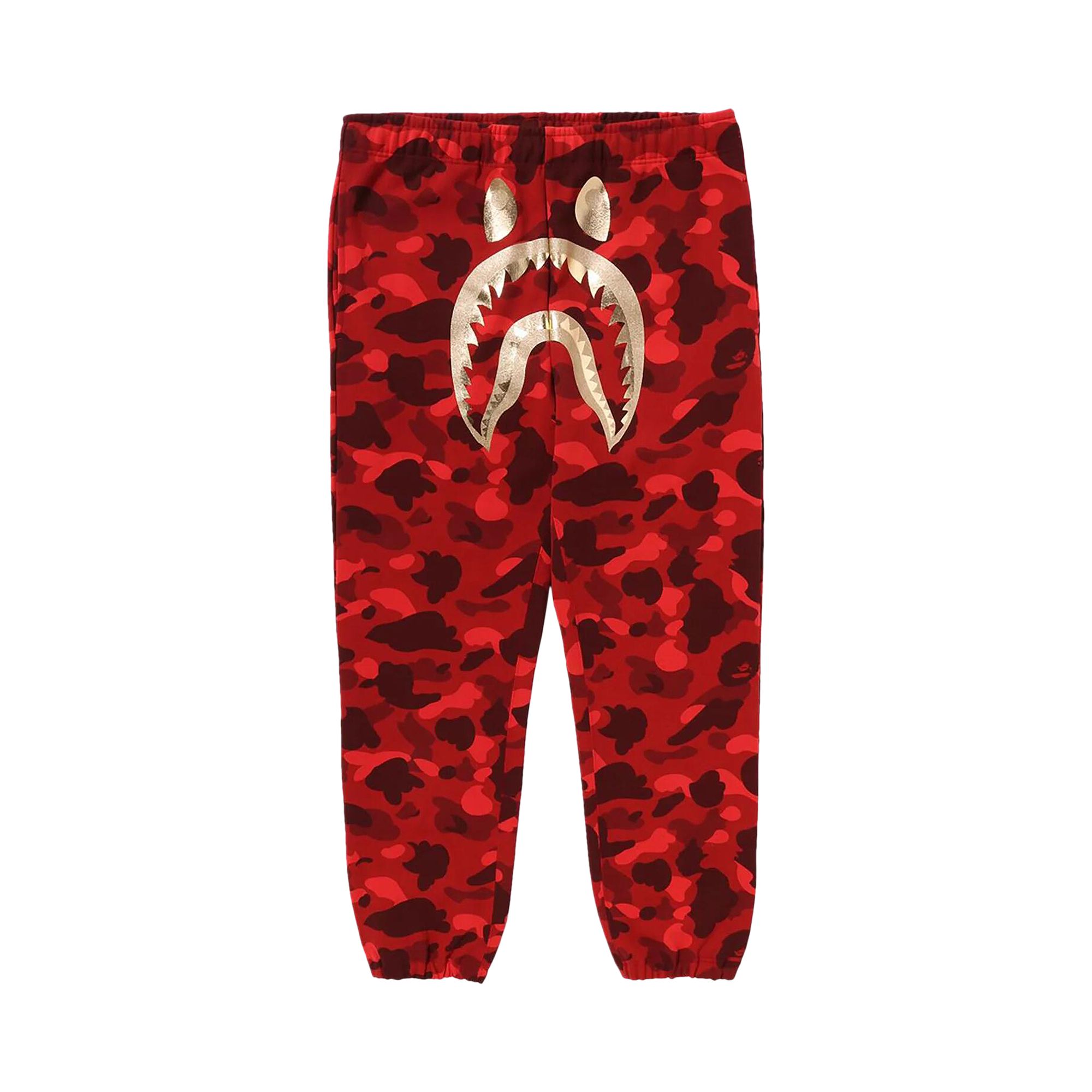 Pre-owned Bape Color Camo Shark Sweatpants 'red'