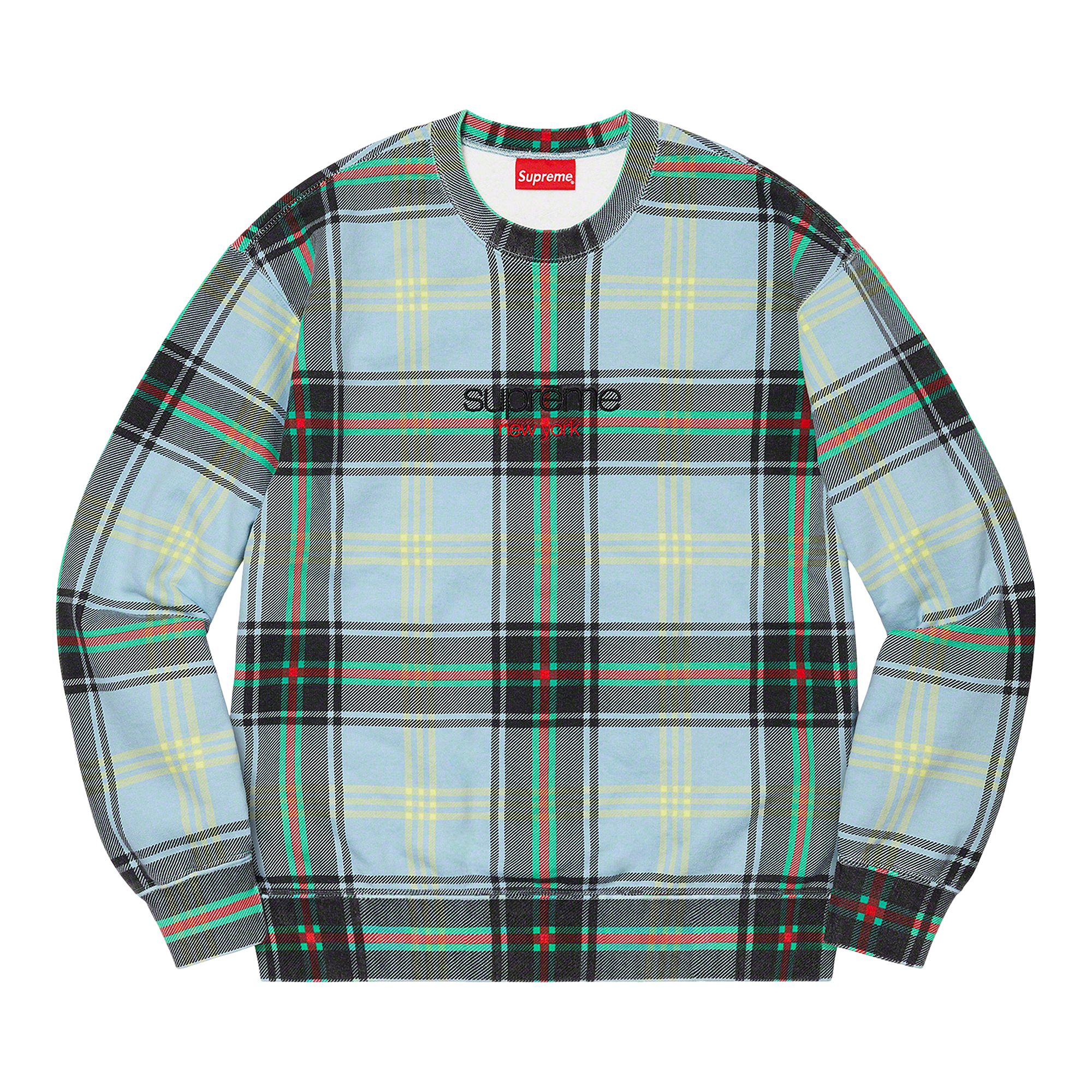 Pre-owned Supreme Plaid Crewneck 'light Blue' | Men's Size M