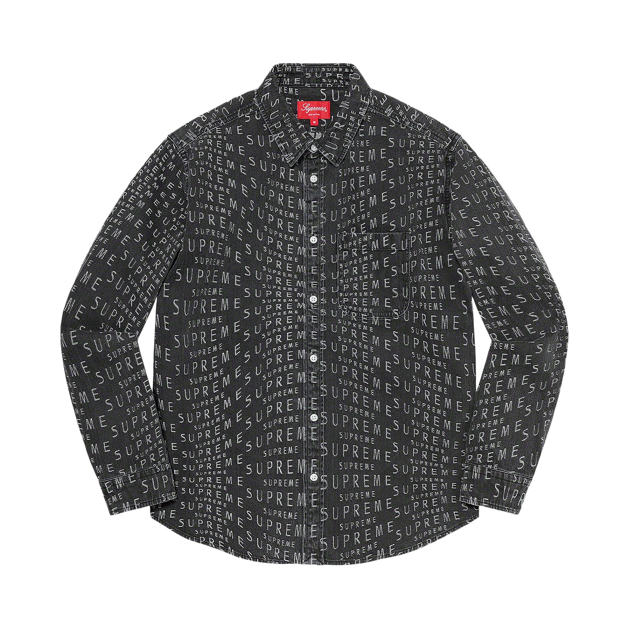 Supreme Wrap Jacquard Logos Denim Shirt 'Black' | Men's Size M