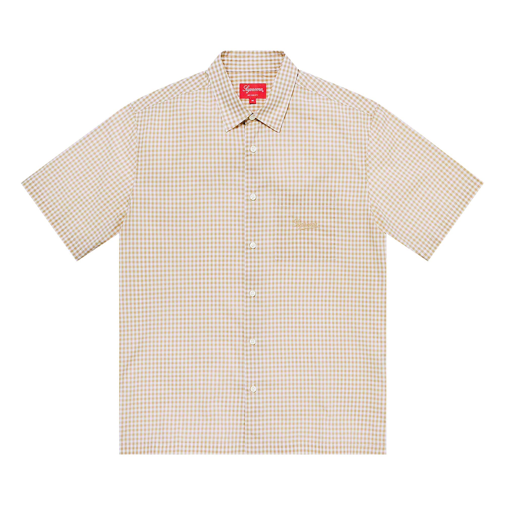 Pre-owned Supreme Gingham Short-sleeve Shirt 'tan' | Men's Size M