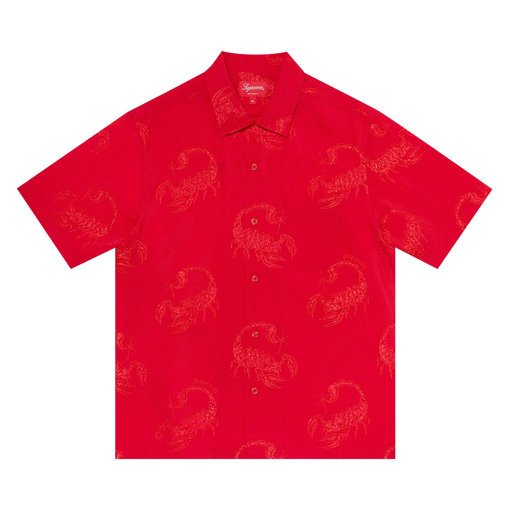 Pre-owned Supreme Scorpion Jaquard Short-sleeve Shirt 'red' | Men's Size L