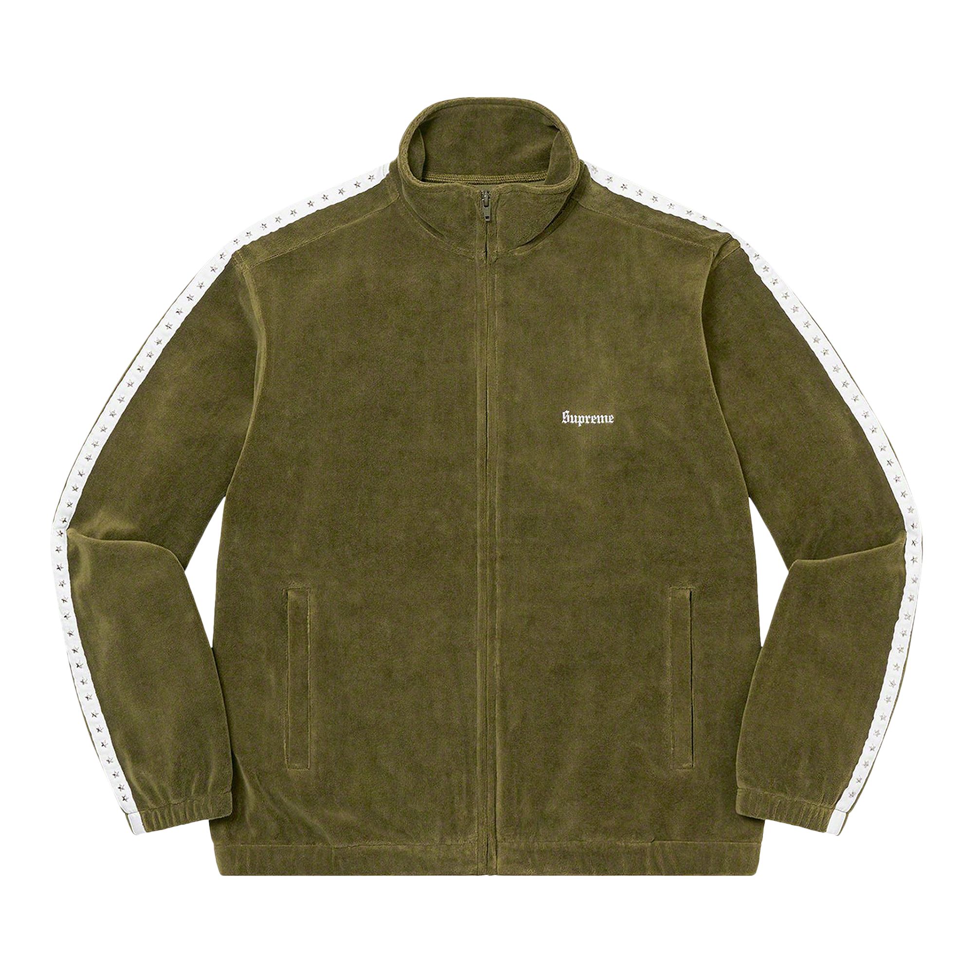 Supreme Studded Velour Track Jacket 'Olive' | Green | Men's Size XL