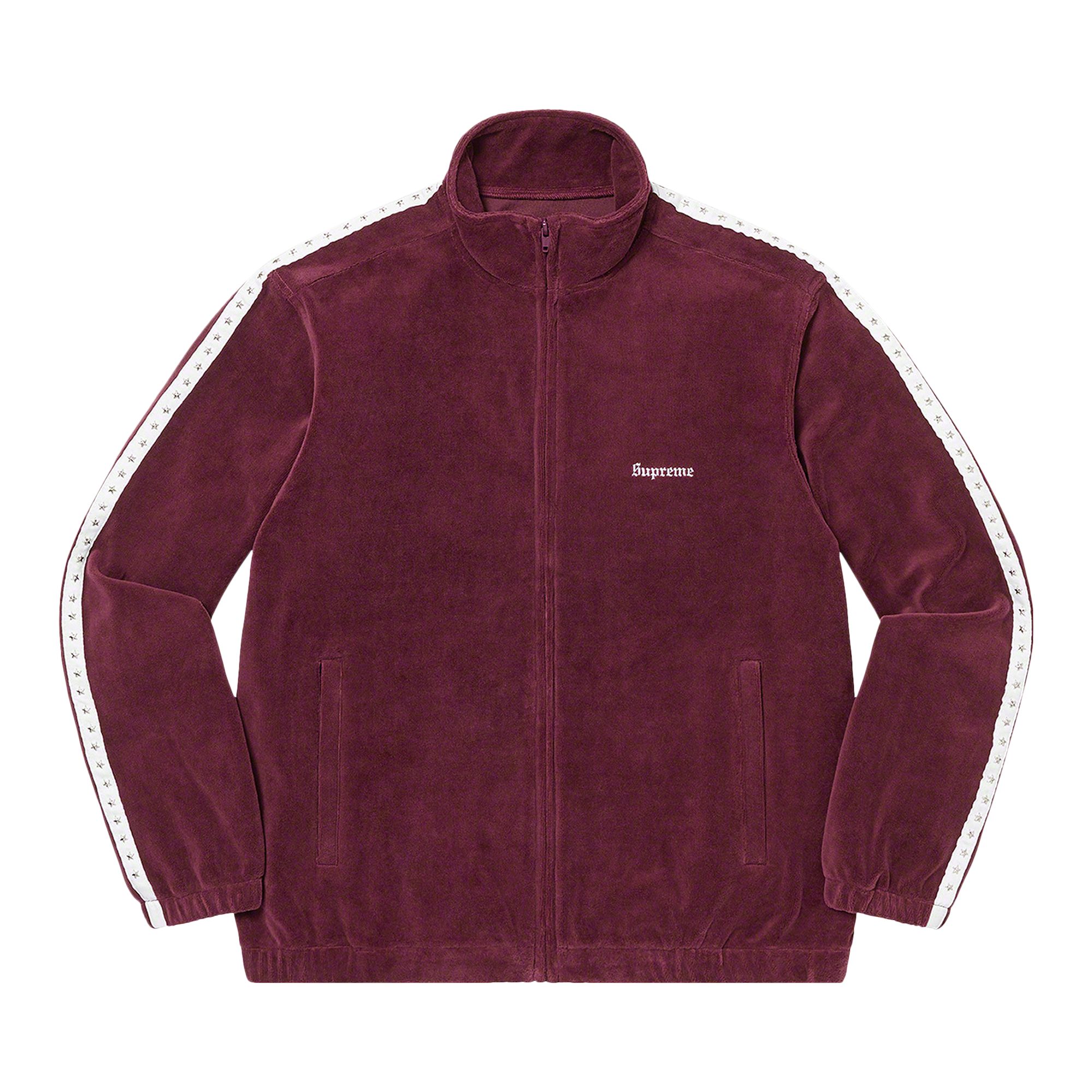 Pre-owned Supreme Studded Velour Track Jacket 'burgundy' In Red