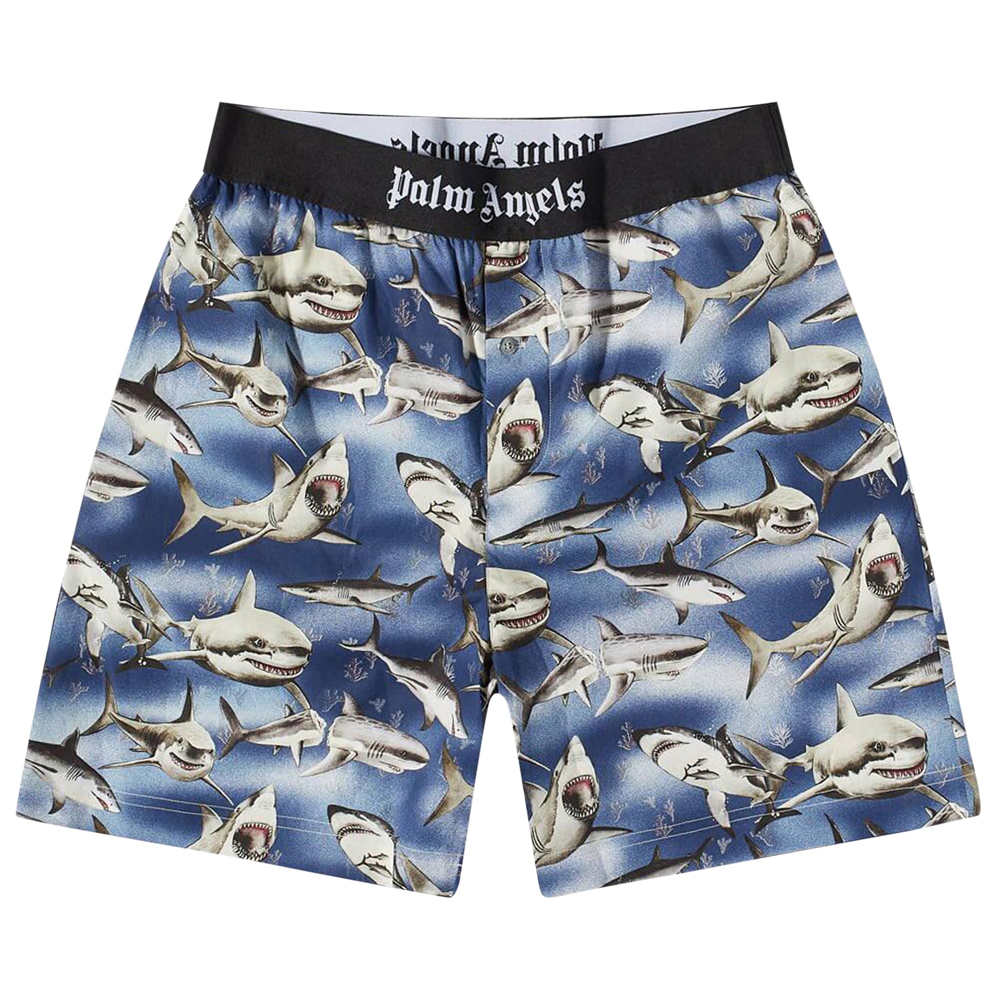 Pre-owned Palm Angels Sharks Easy Shorts 'blue Black' | Men's Size Xs