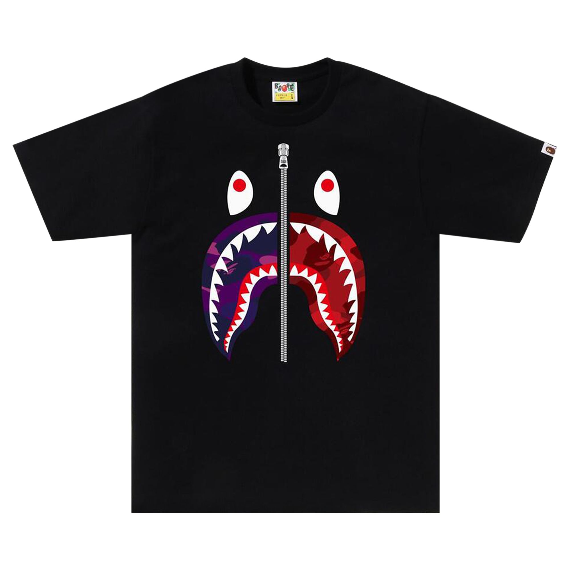 Pre-owned Bape Color Camo Separate Shark Tee 'black/purple'