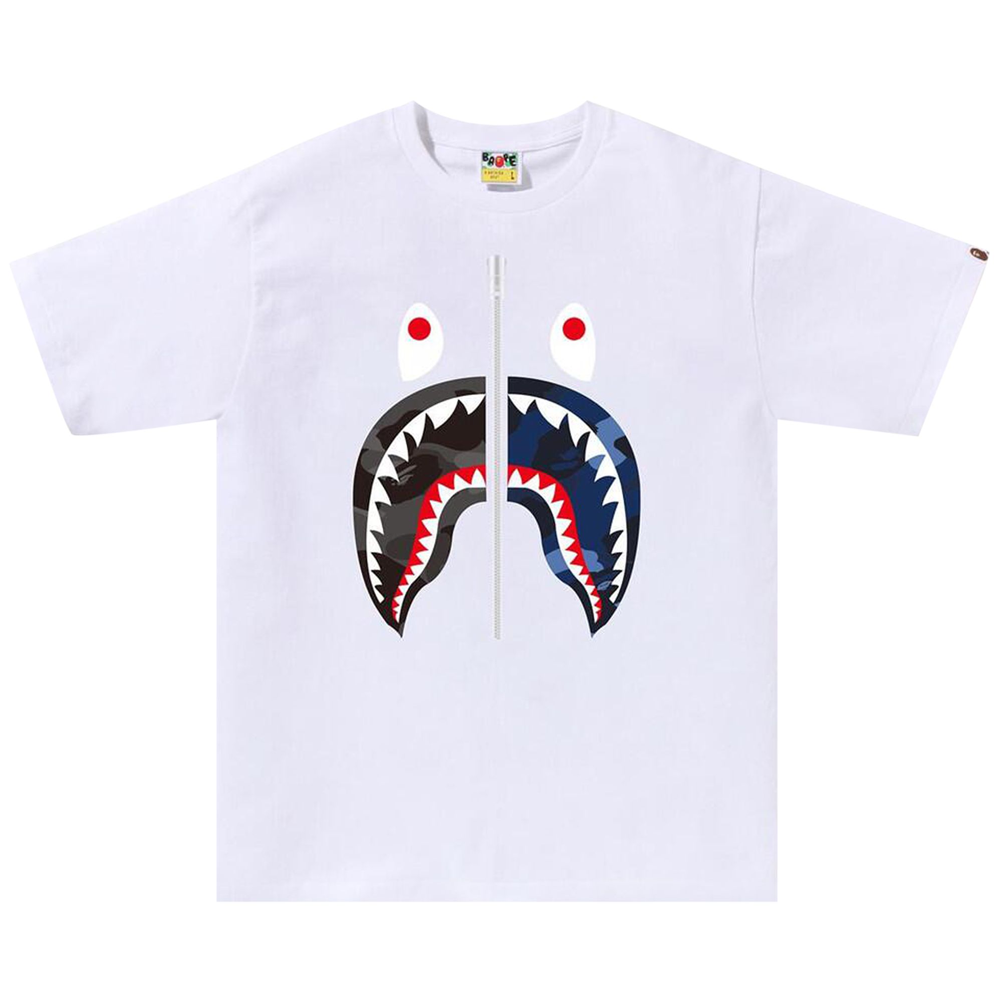 BAPE Color Camo Separate Shark Tee 'White/Black' | Men's Size XL