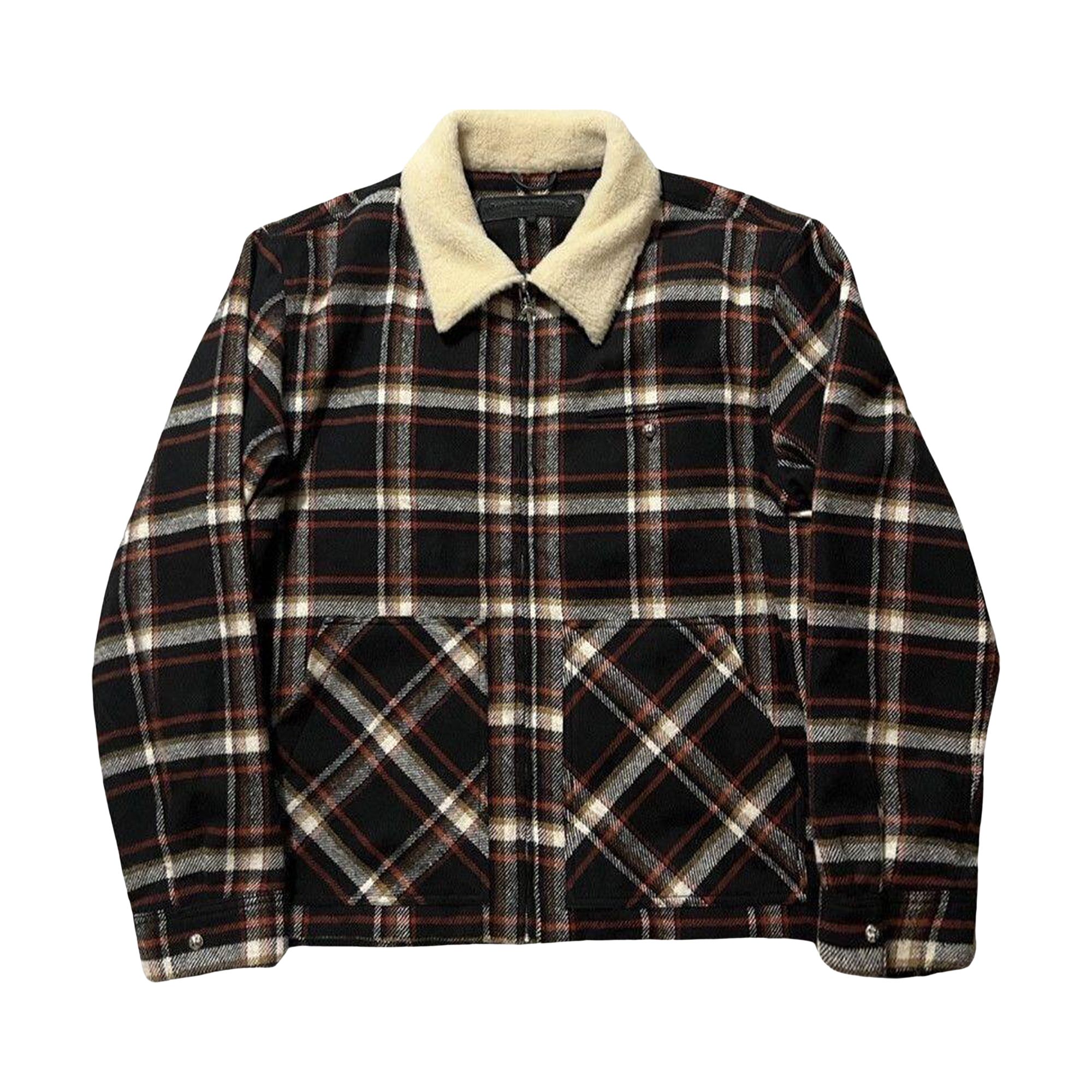 Pre-owned Chrome Hearts Shearling Collar Plaid Jacket 'multicolor' In Multi-color