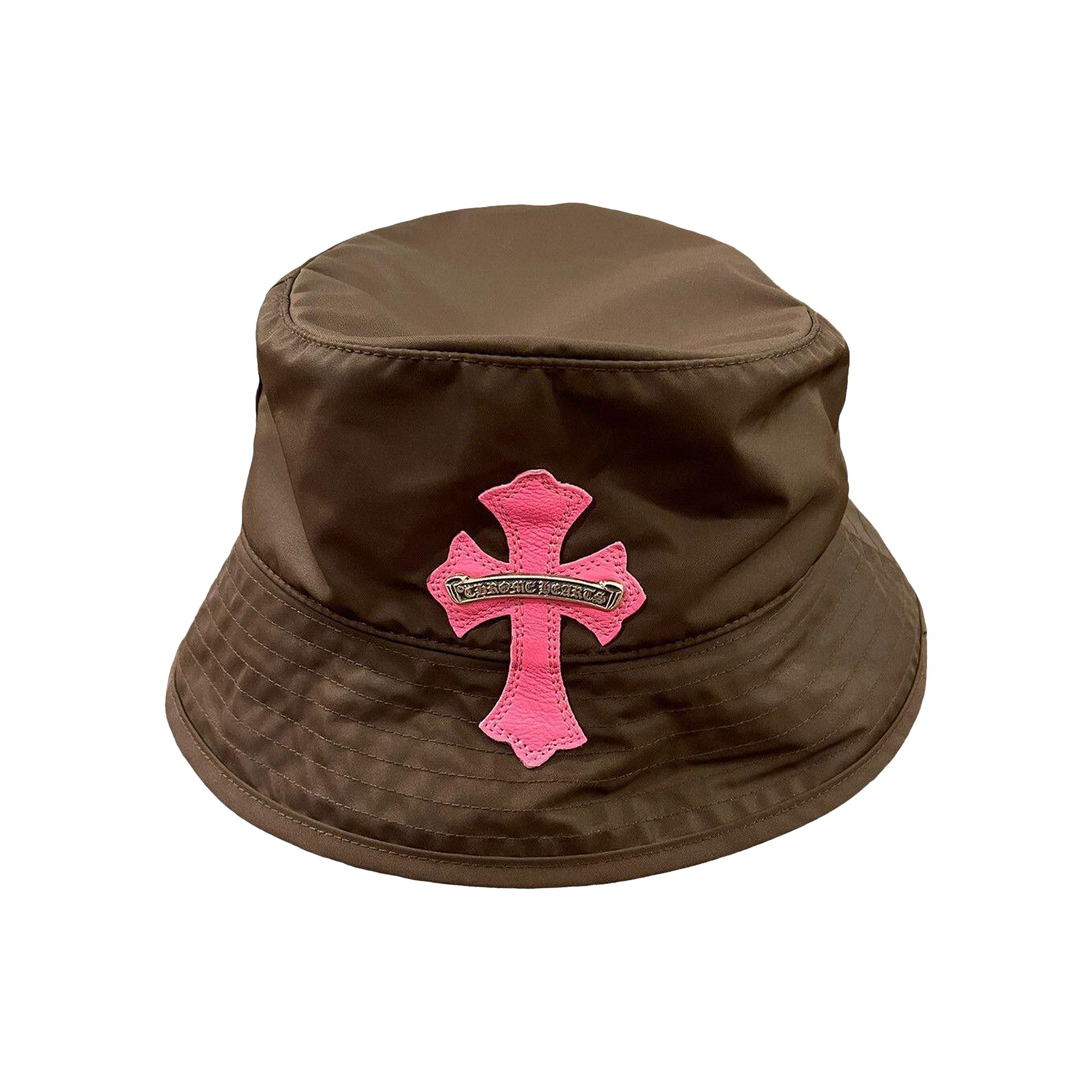 Pre-owned Chrome Hearts Leather Cross Patch Bucket Hat 'brown/pink' | Men's Size Onesize