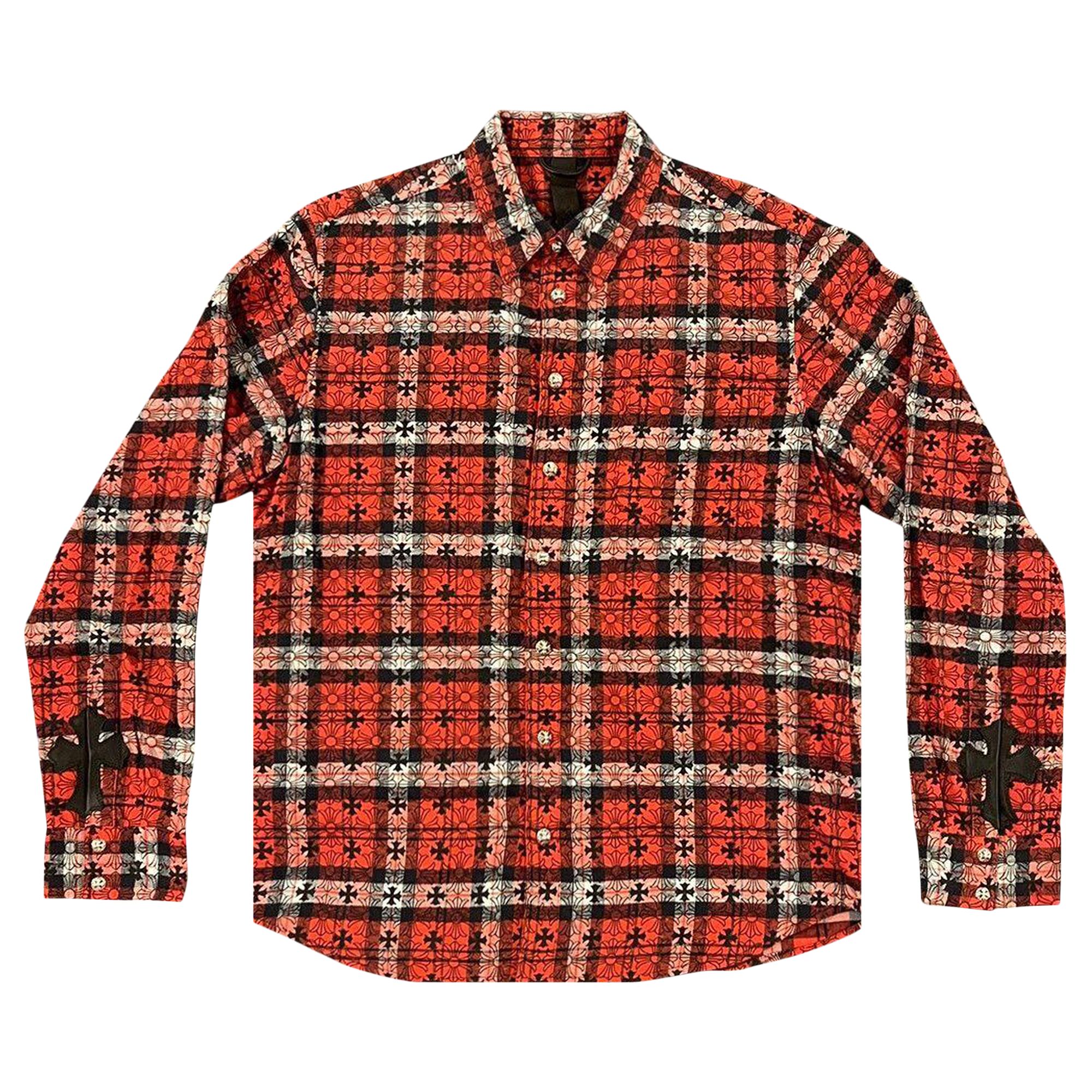 Pre-owned Chrome Hearts Monogram Cross Flannel 'red/plaid' In Multi