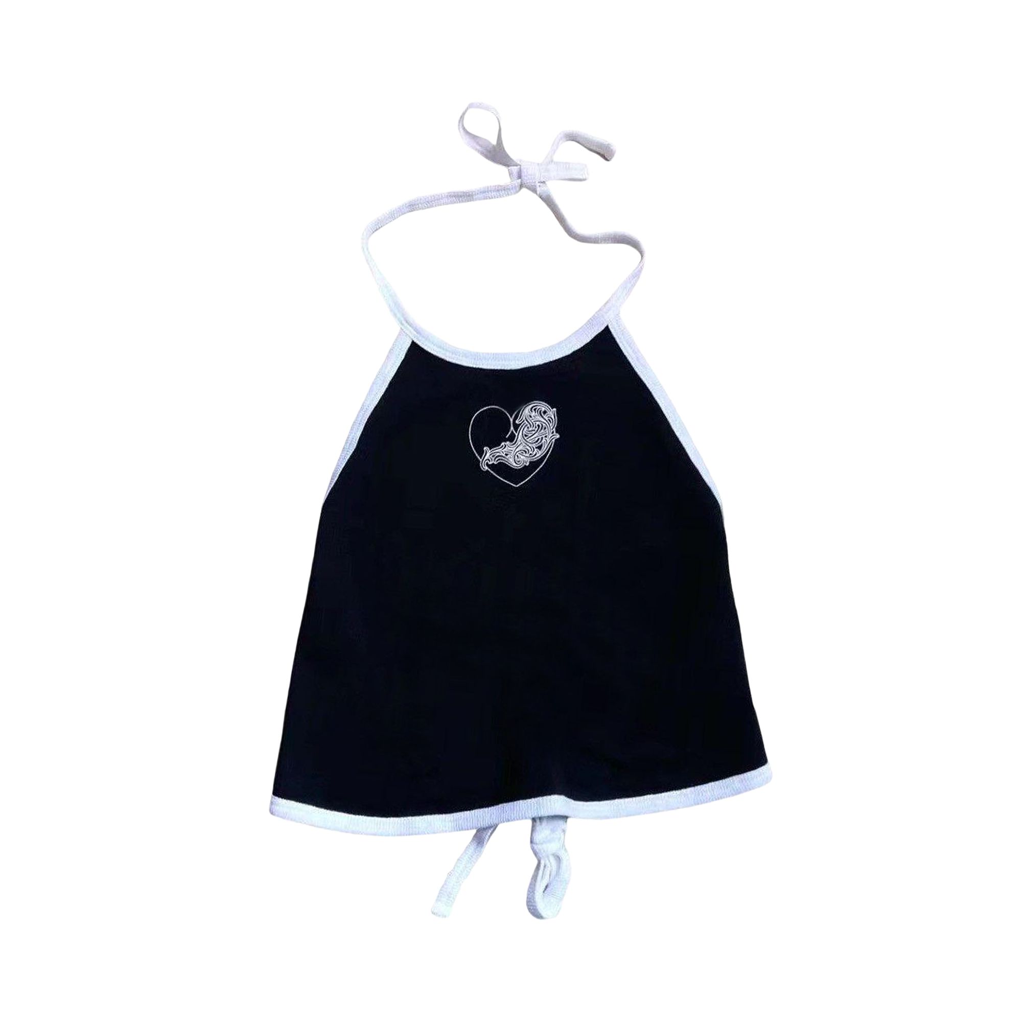 Pre-owned Chrome Hearts Heart Halter Top 'black/white'