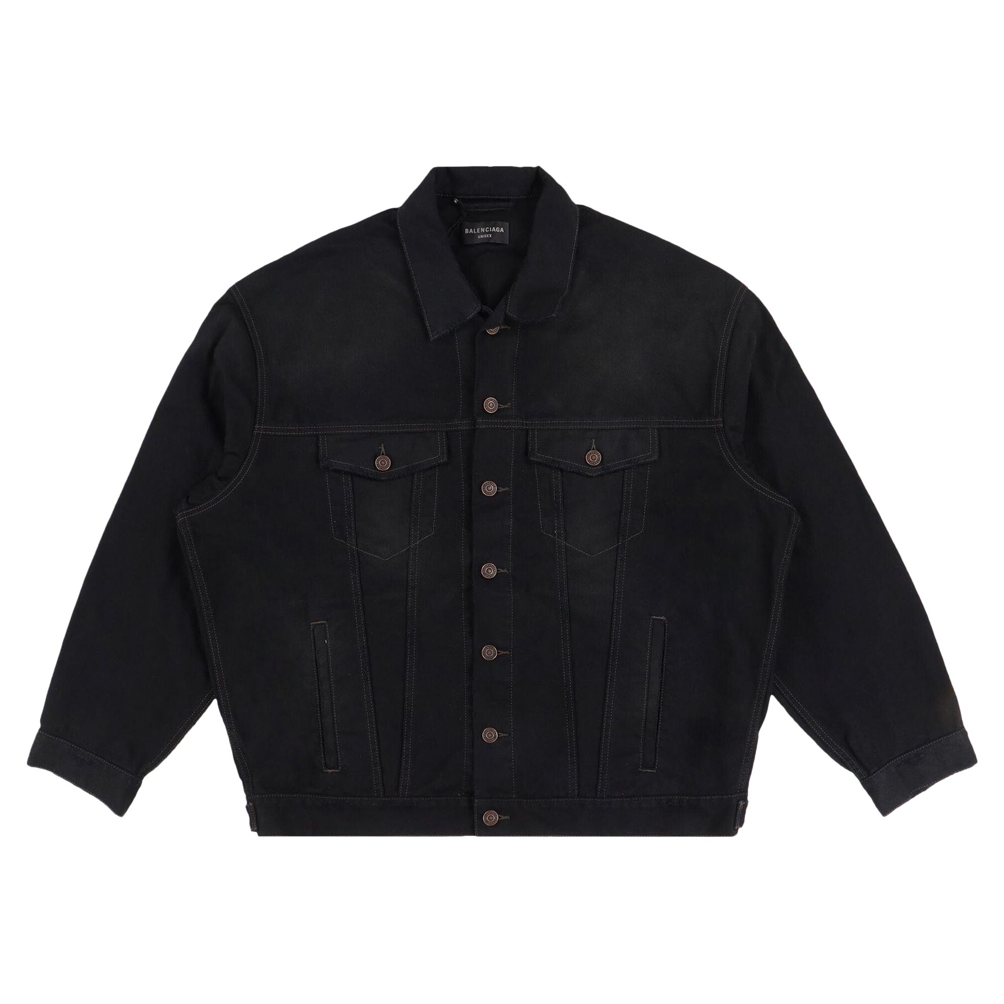 Balenciaga Embroidered Political Logo Denim Jacket 'Black' | Men's Size 3
