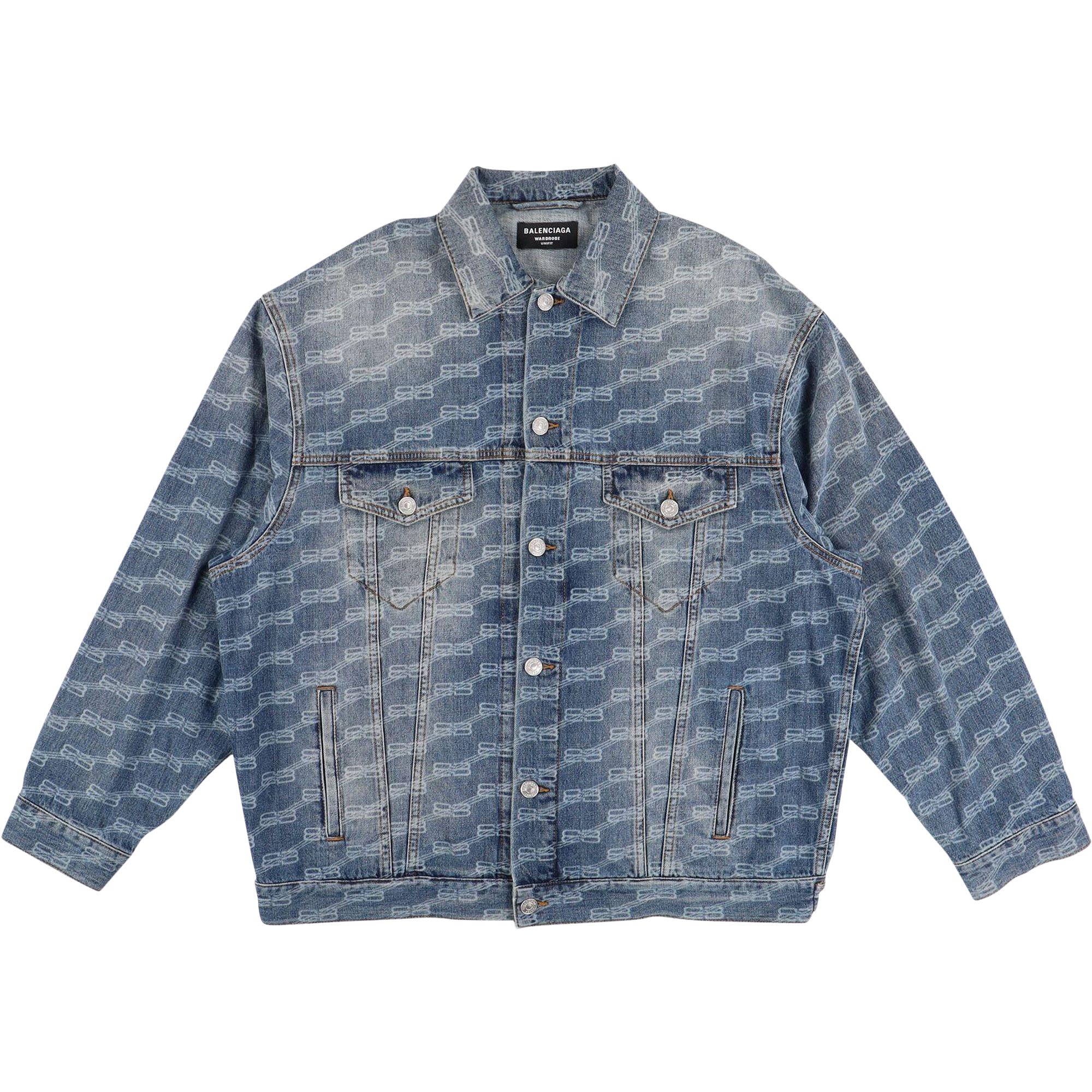 Balenciaga All-Over BB Monogram Logo Denim Jacket 'Blue' | Men's Size M