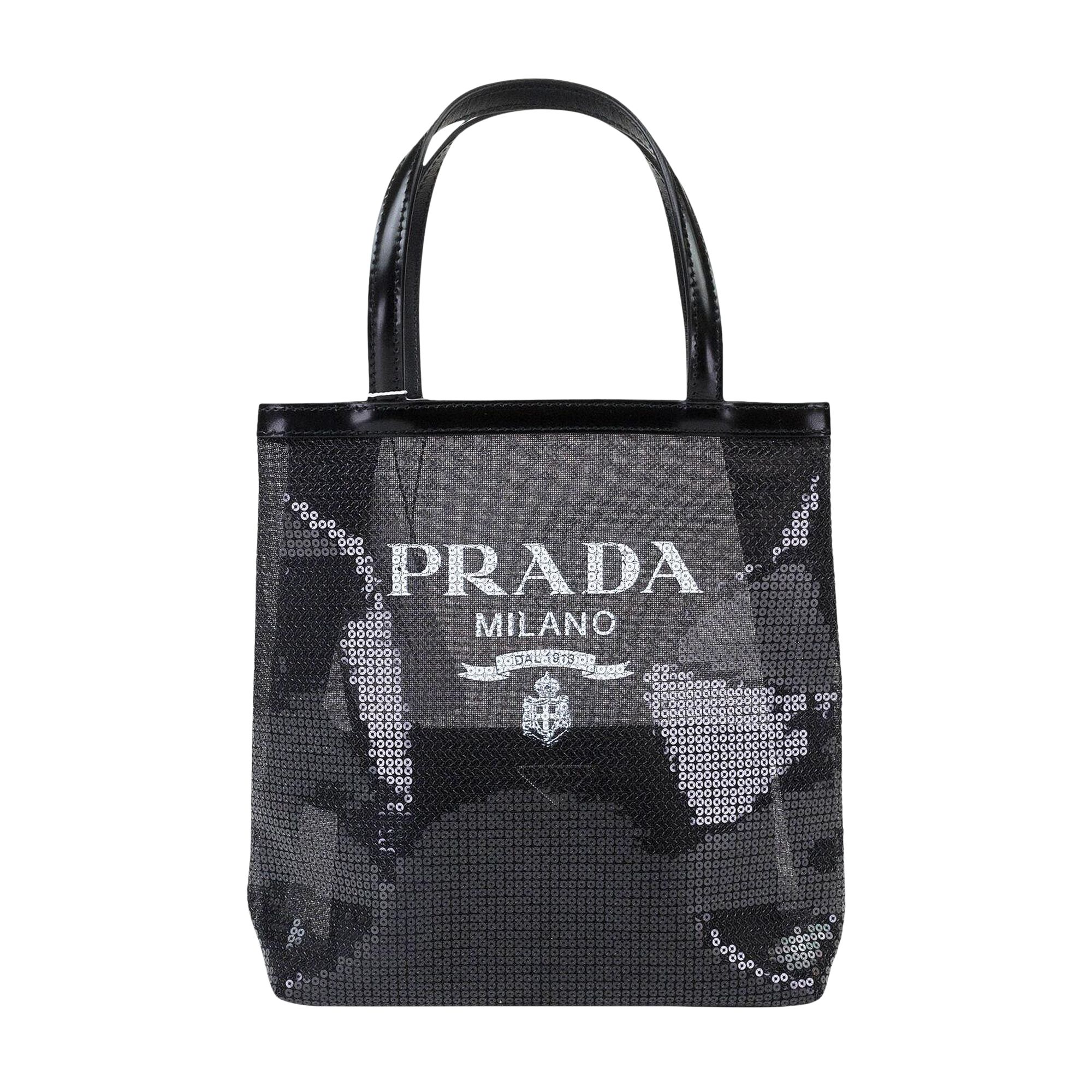 Pre-owned Prada Logo Mesh Tote Bag 'black'