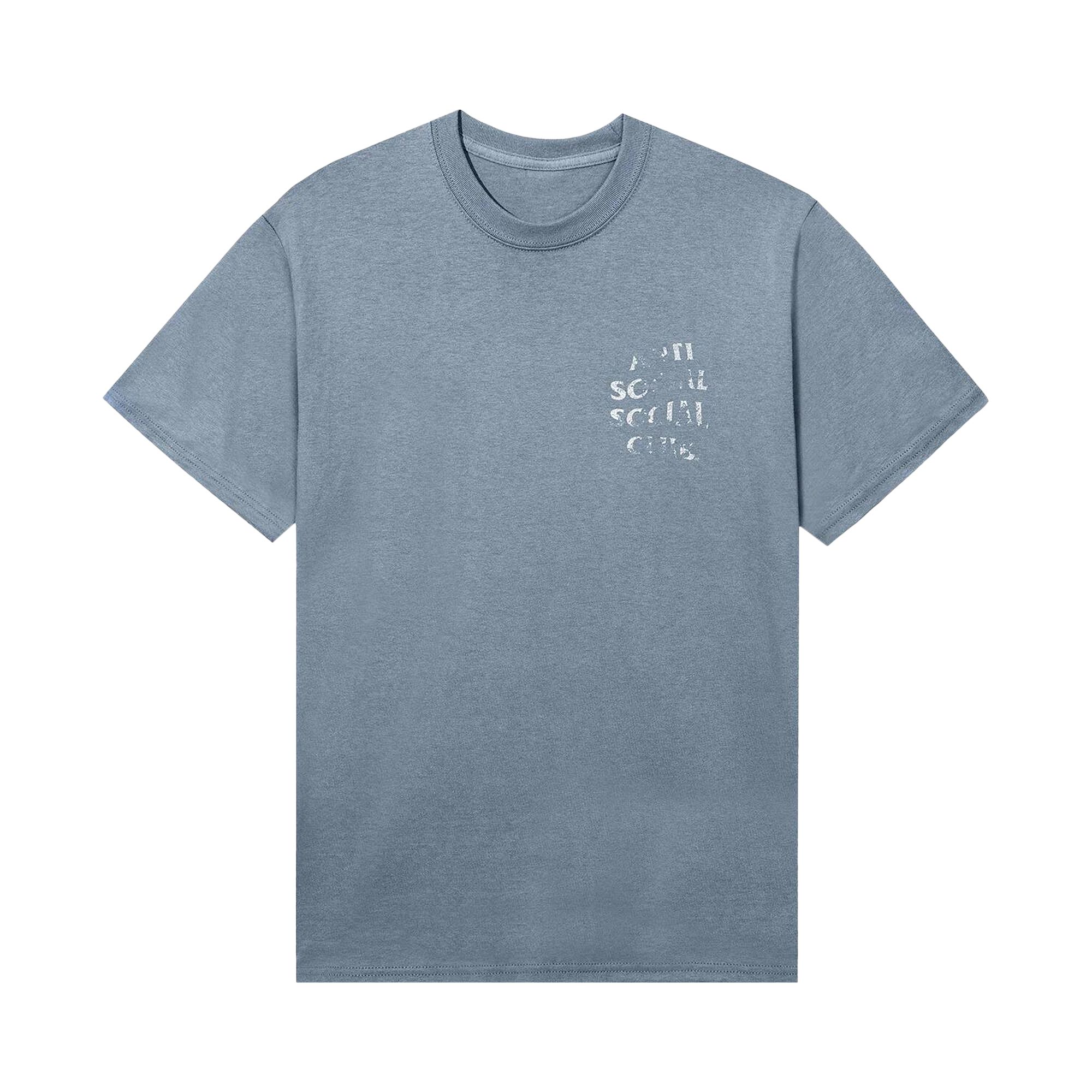 Anti Social Social Club Thrashed Logo Flip Tee 'Stonewashed Blue' | Men's Size M