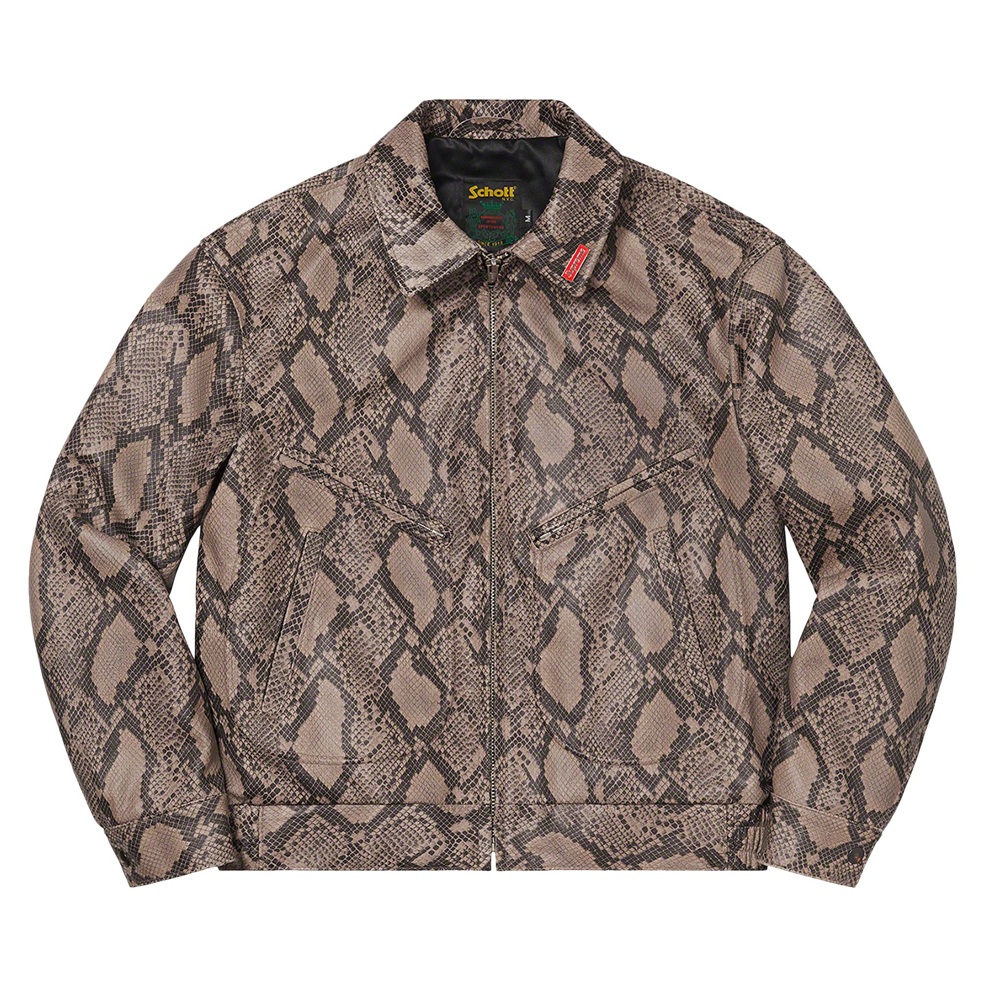 Pre-owned Supreme X Schott Leather Work Jacket 'snakeskin' | Tan | Men's Size S