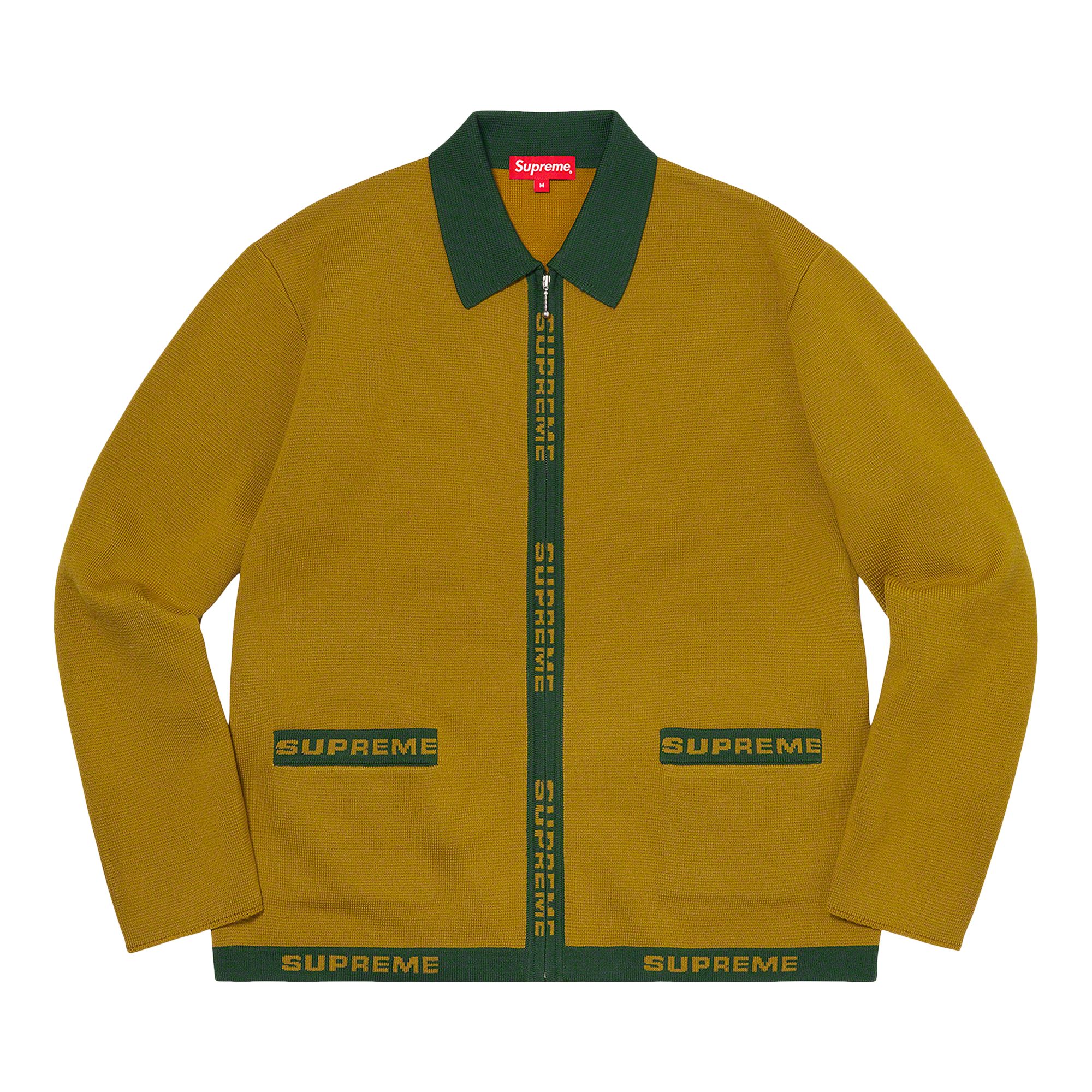 Pre-owned Supreme Logo Trim Zip Up Cardigan 'olive' | Green | Men's Size M