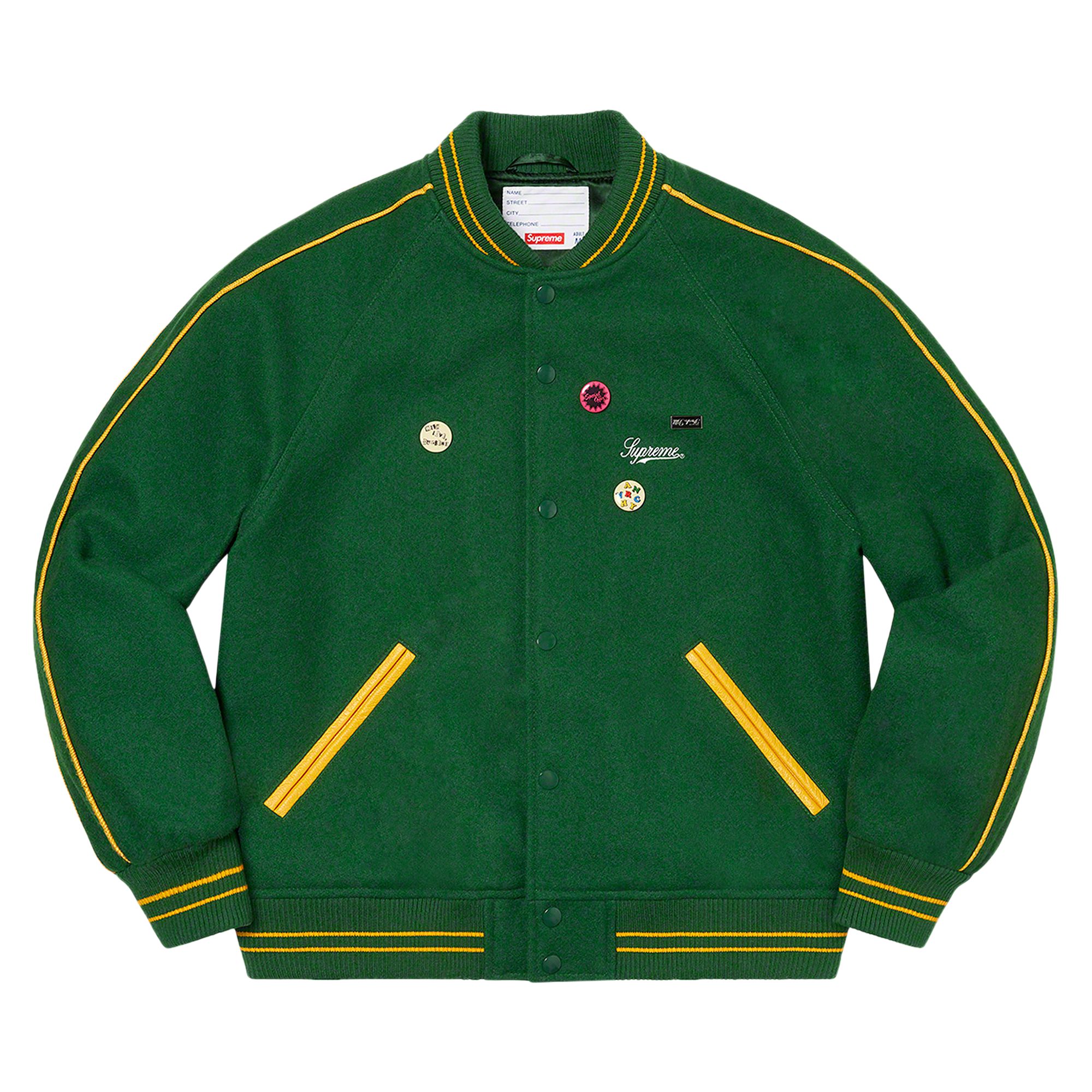 Pre-owned Supreme X Jamie Reid It's All Bollocks Varsity Jacket 'dark Green'
