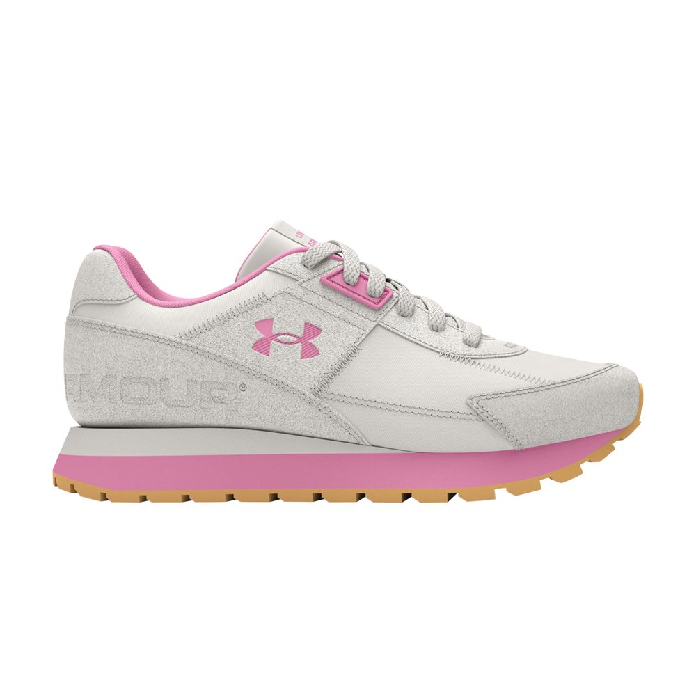 Pre-owned Under Armour Essential Runner Gs 'white Clay Meta Pink' | Grey | Kid's Size 6 In Gray