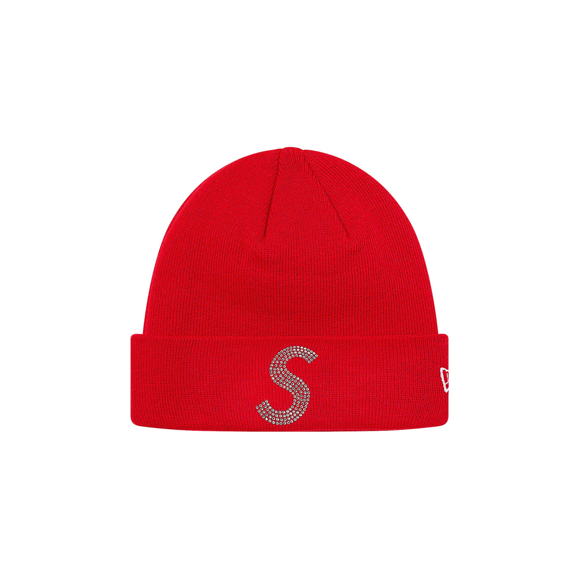 Pre-owned Supreme X New Era X Swarovski S Logo Beanie 'red'