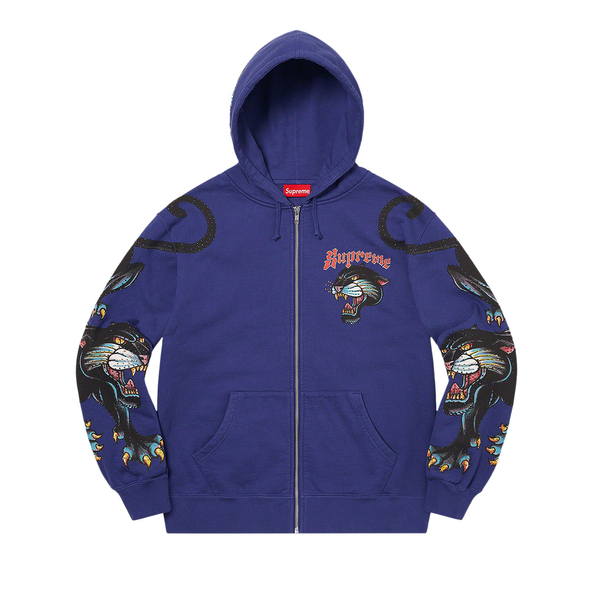 Supreme Panther Zip Up Hooded Sweatshirt 'Washed Navy' | Blue | Men's Size S