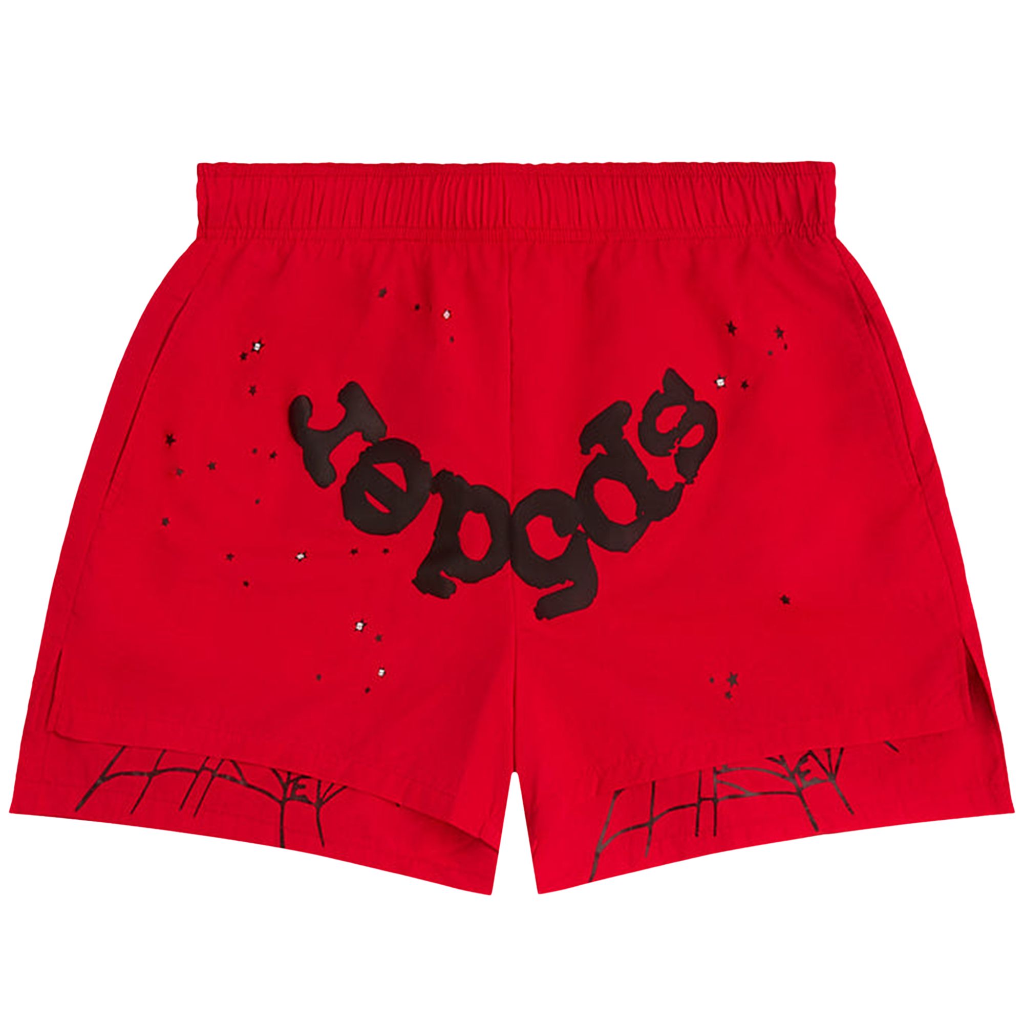 Pre-owned Sp5der Og Web Double Layer Short 'red'