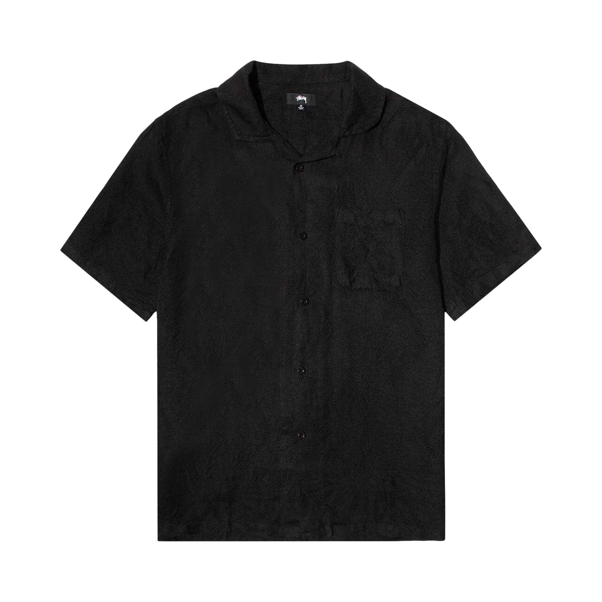Pre-owned Stussy Diamond Jacquard Linen Shirt 'black' | Men's Size S