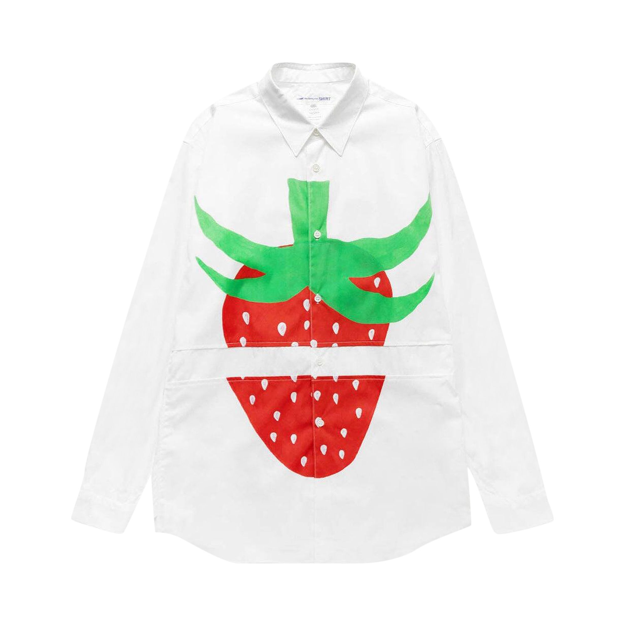 Pre-owned Comme Des Garçons Shirt X Brett Westfall Split Strawberry Long-sleeve Shirt 'white' | Men's Size M