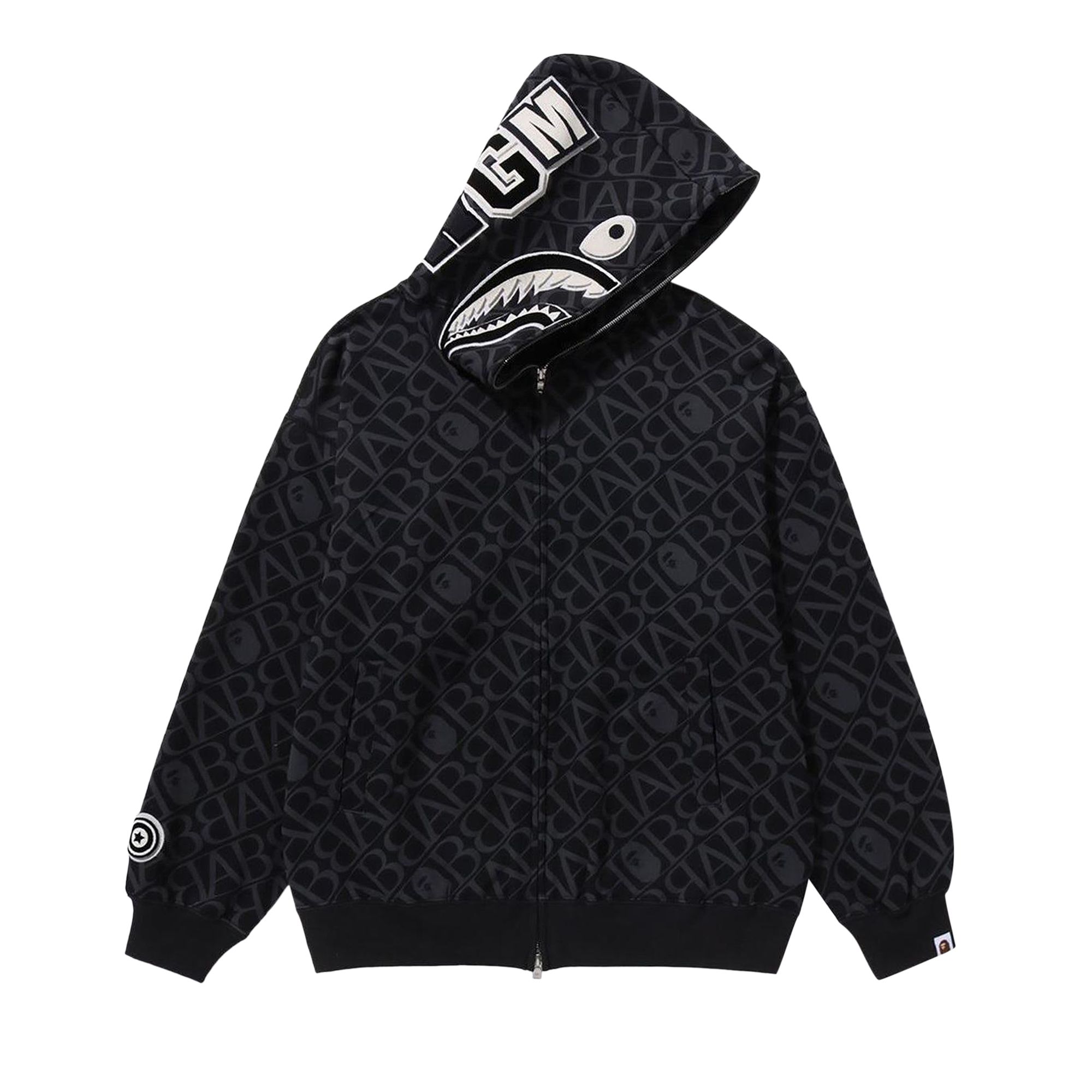 BAPE Sport Monogram Shark Hoodie 'Black' | Men's Size M