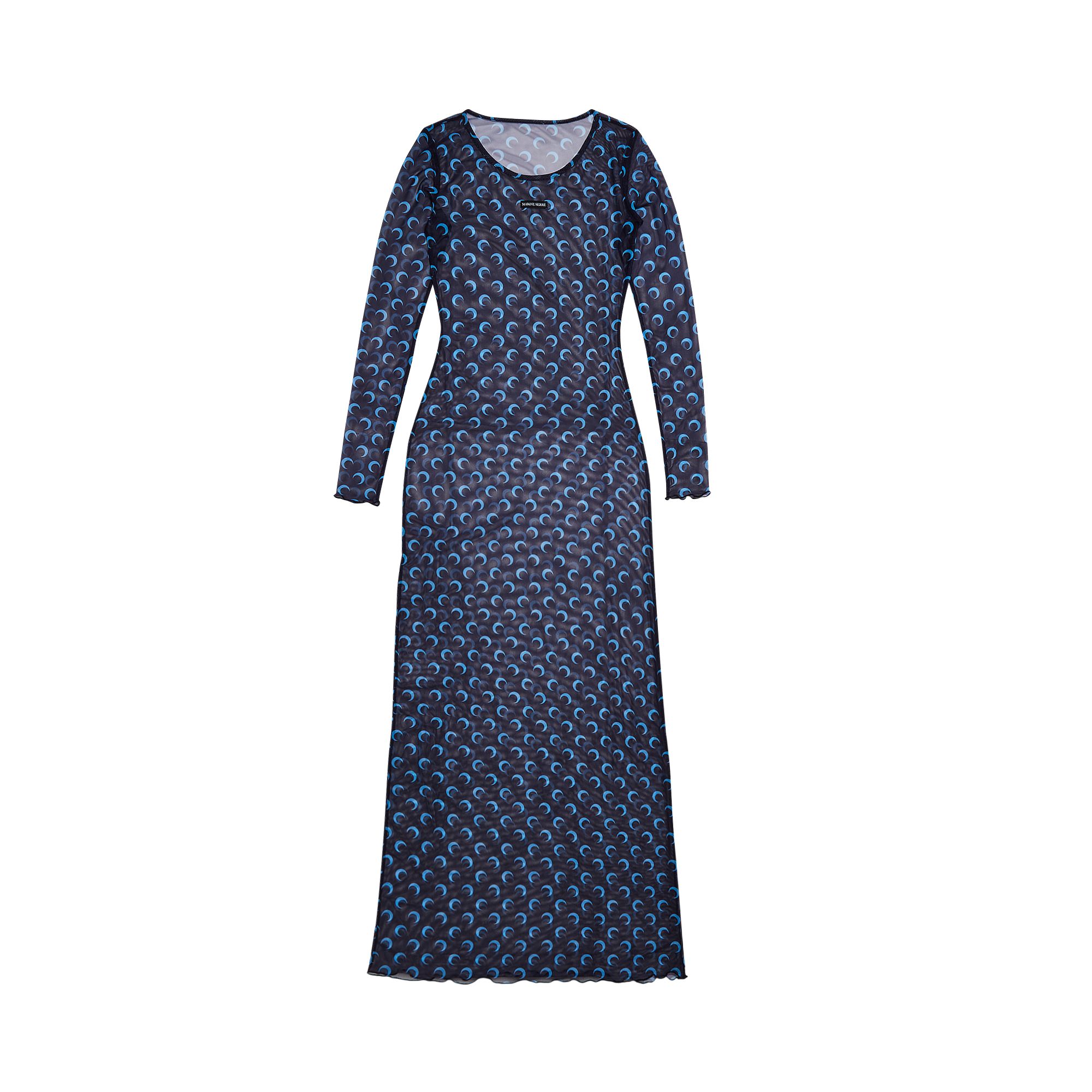 Marine Serre Moon Printed Mesh Panelled Dress 'Navy' | Multi-Color | Women's Size S