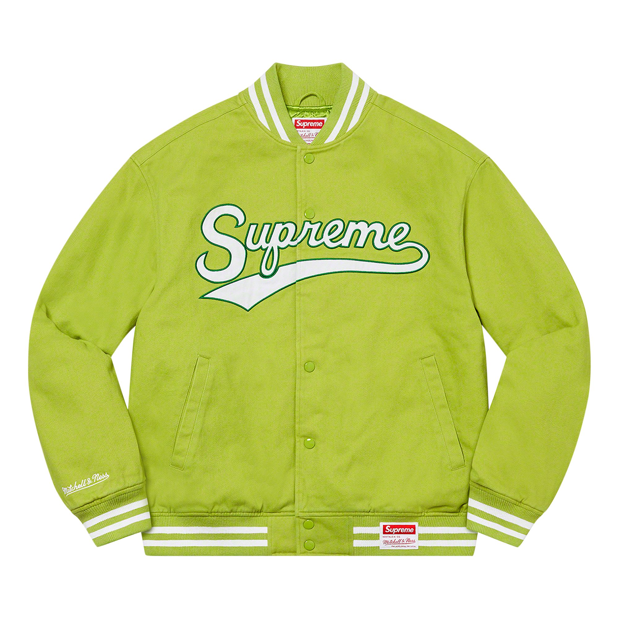 Pre-owned Supreme X Mitchell & Ness Doughboy Twill Varsity Jacket 'green'