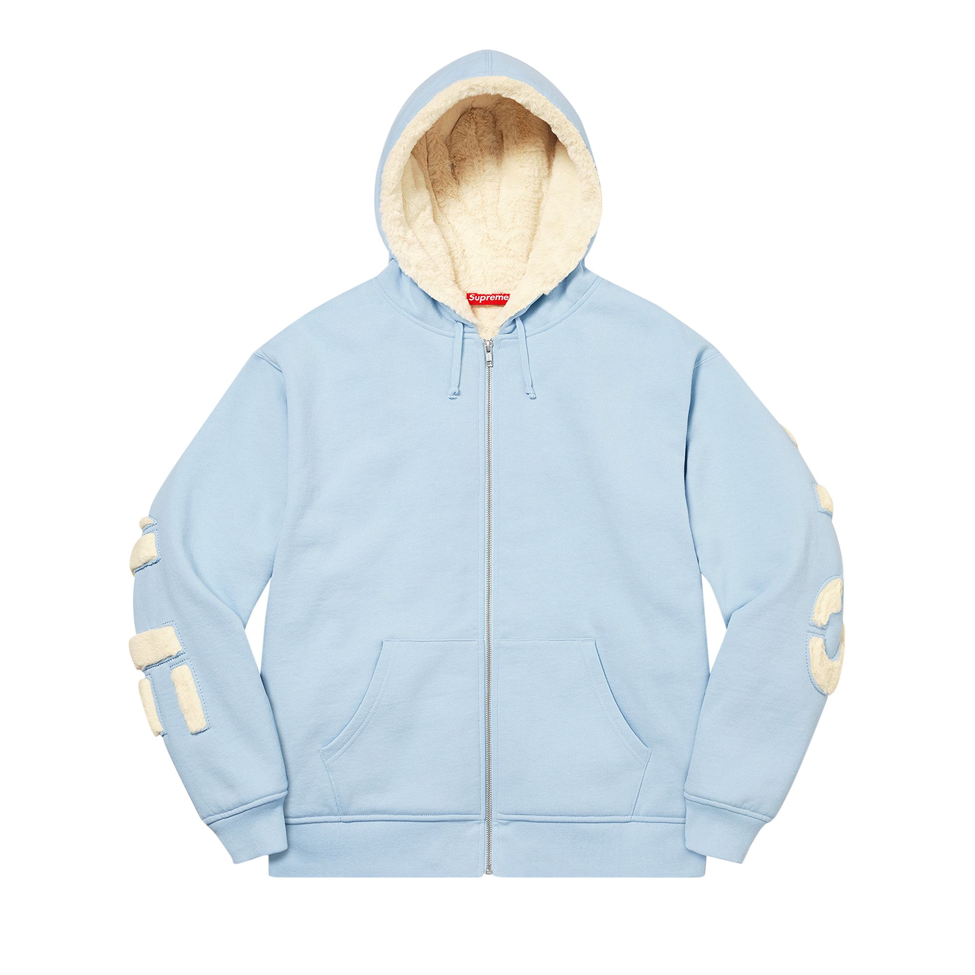 Pre-owned Supreme Faux Fur Lined Zip Up Hooded Sweatshirt 'light Blue'