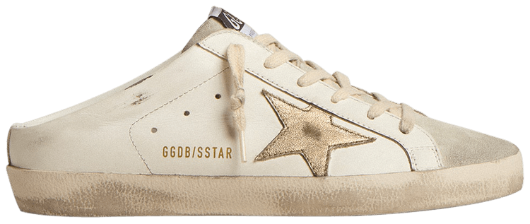 GOLDEN  スハスタ ロトッフ スニカ GWF00110F005347 11702 Super-Star Sabots with platinum star and ice-gray suede tongue