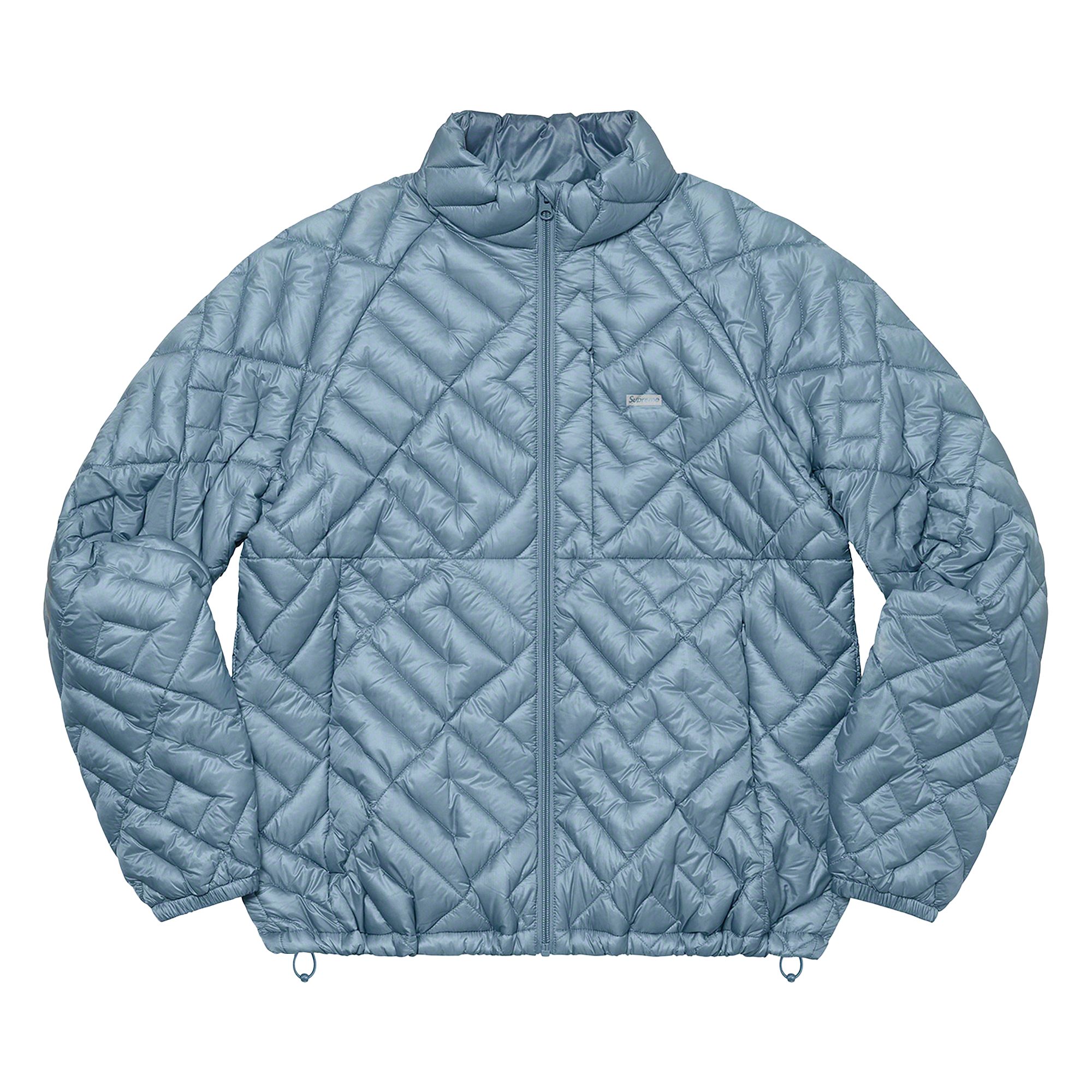 Supreme Spellout Quilted Lightweight Down Jacket 'Slate' | Blue | Men's Size XL