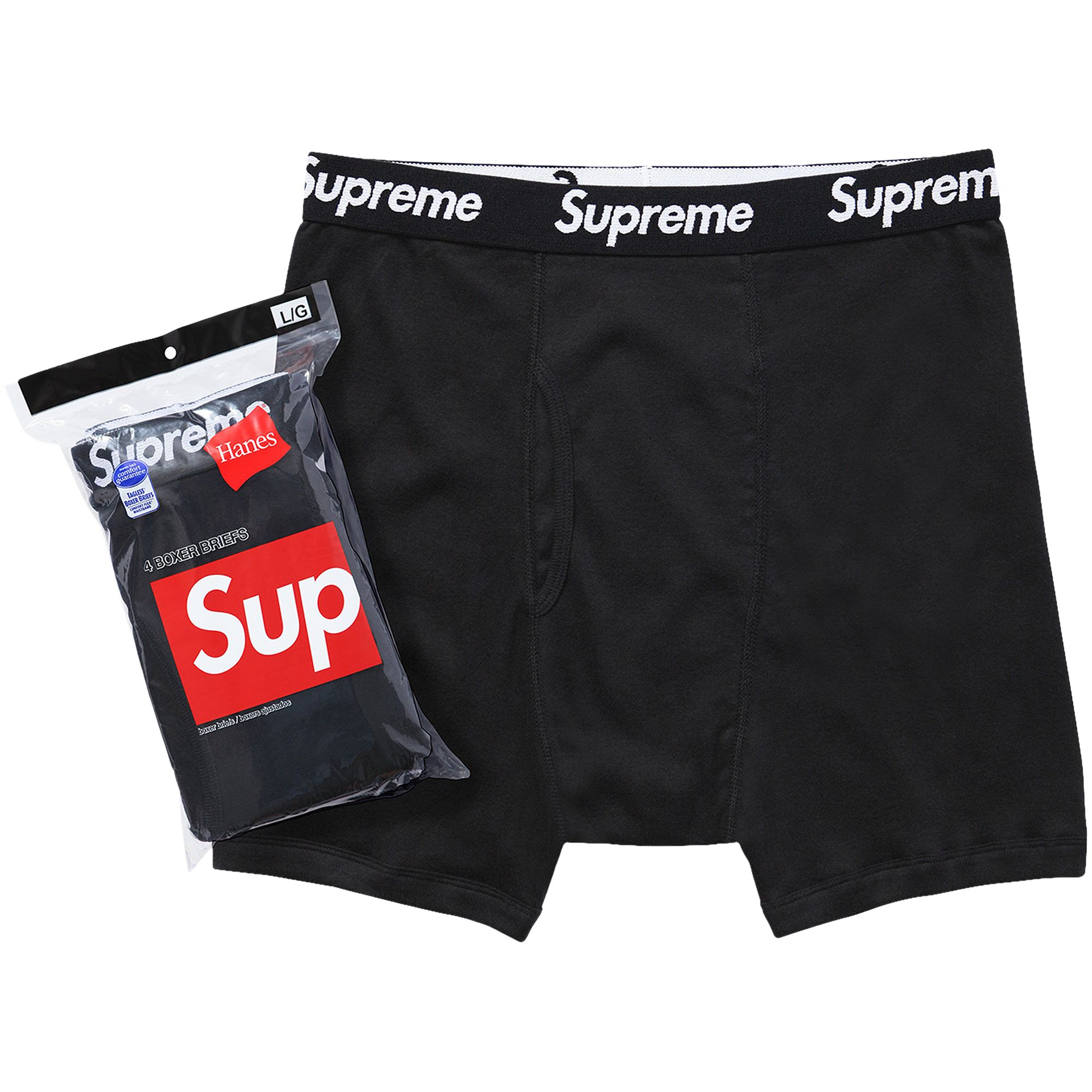 Pre-owned Supreme X Hanes Boxer Briefs (4 Pack) 'black'