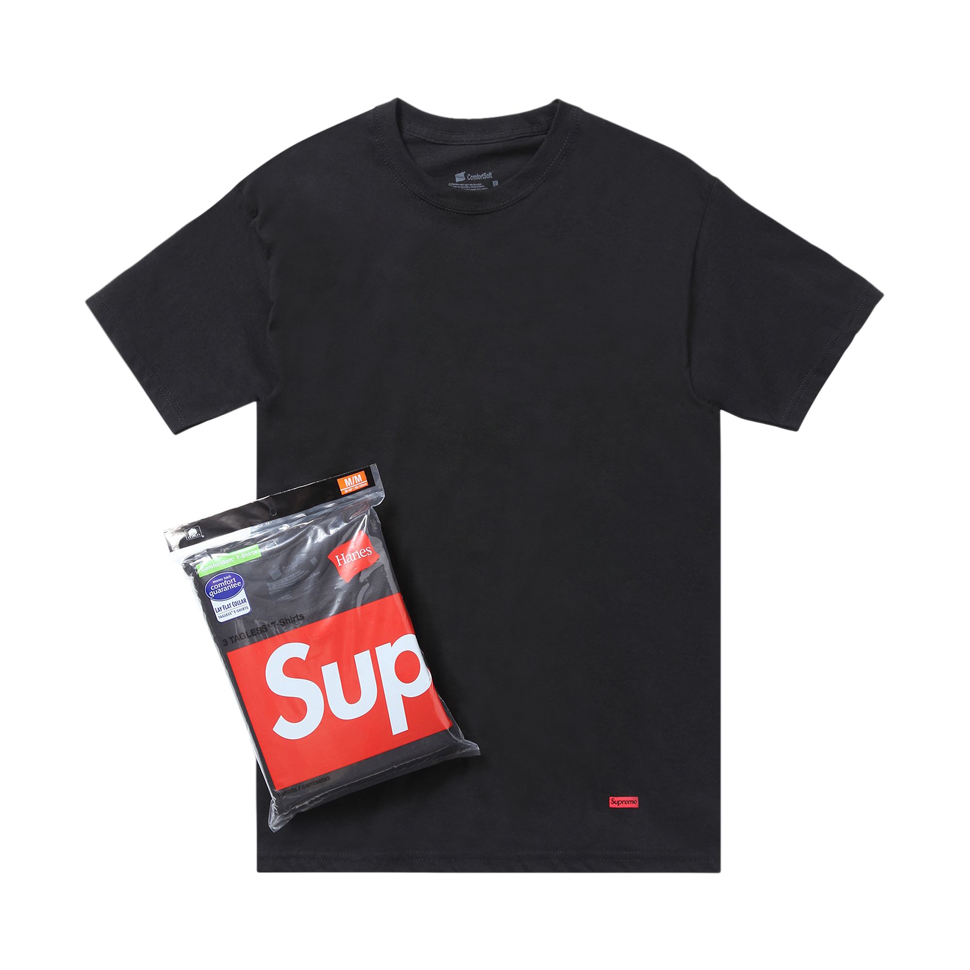 Supreme x Hanes Tagless Tees (3 Pack) 'Black' | Men's Size L