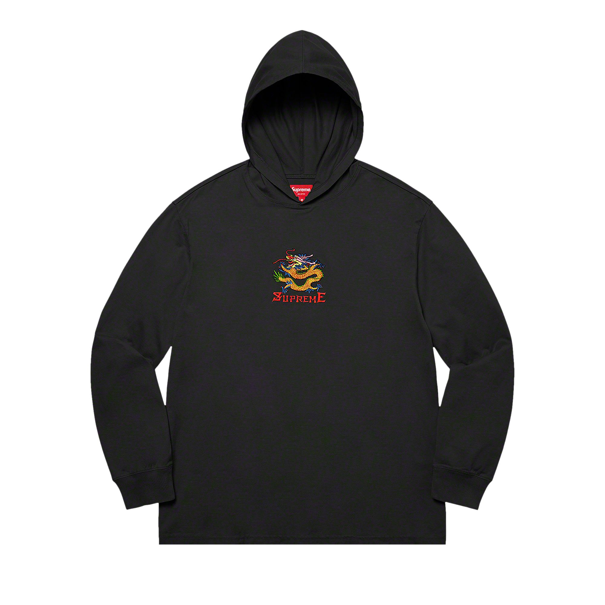 Supreme Dragon Hooded Long-Sleeve Top 'Black' | Men's Size L