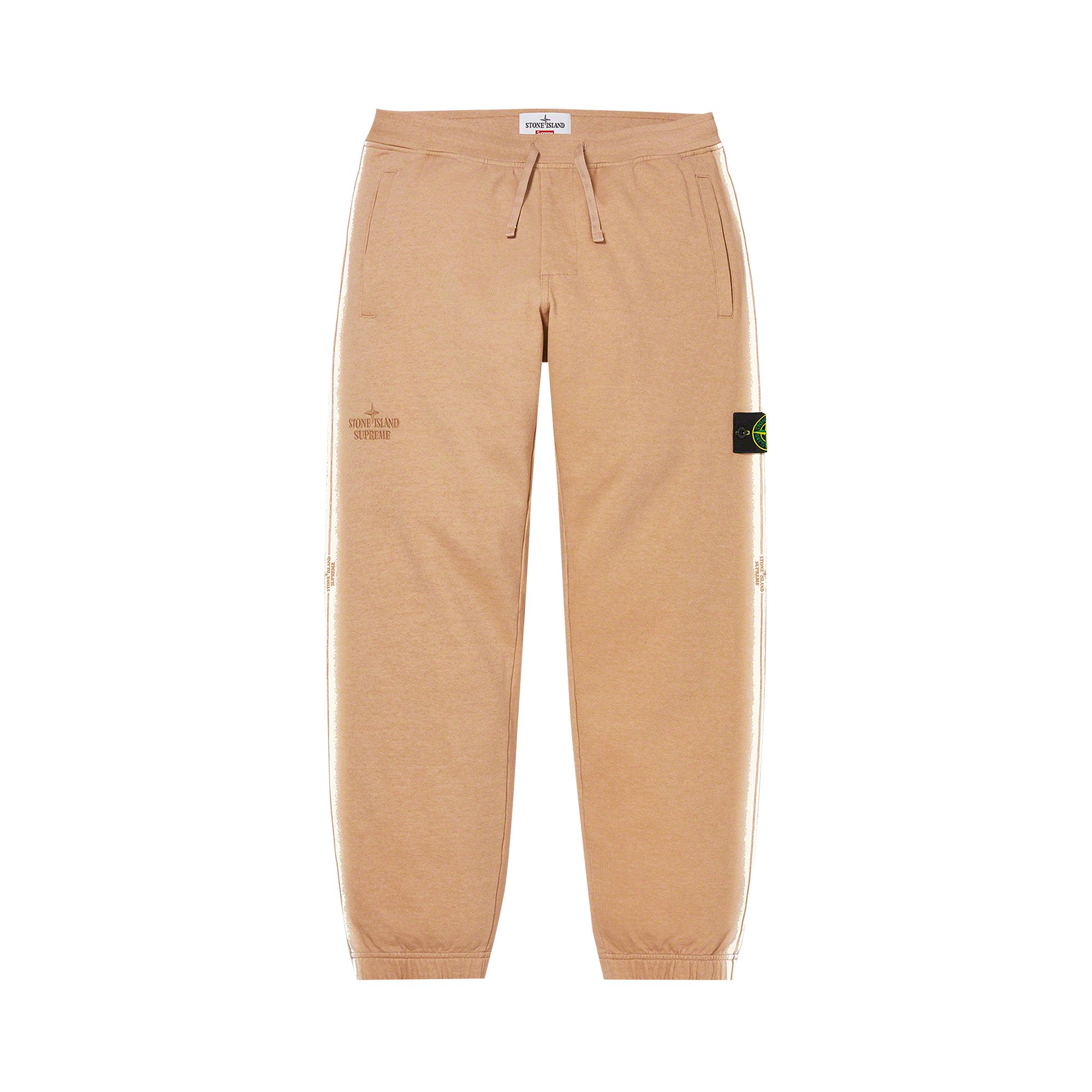 Pre-owned Supreme X Stone Island Stripe Sweatpant 'tan'