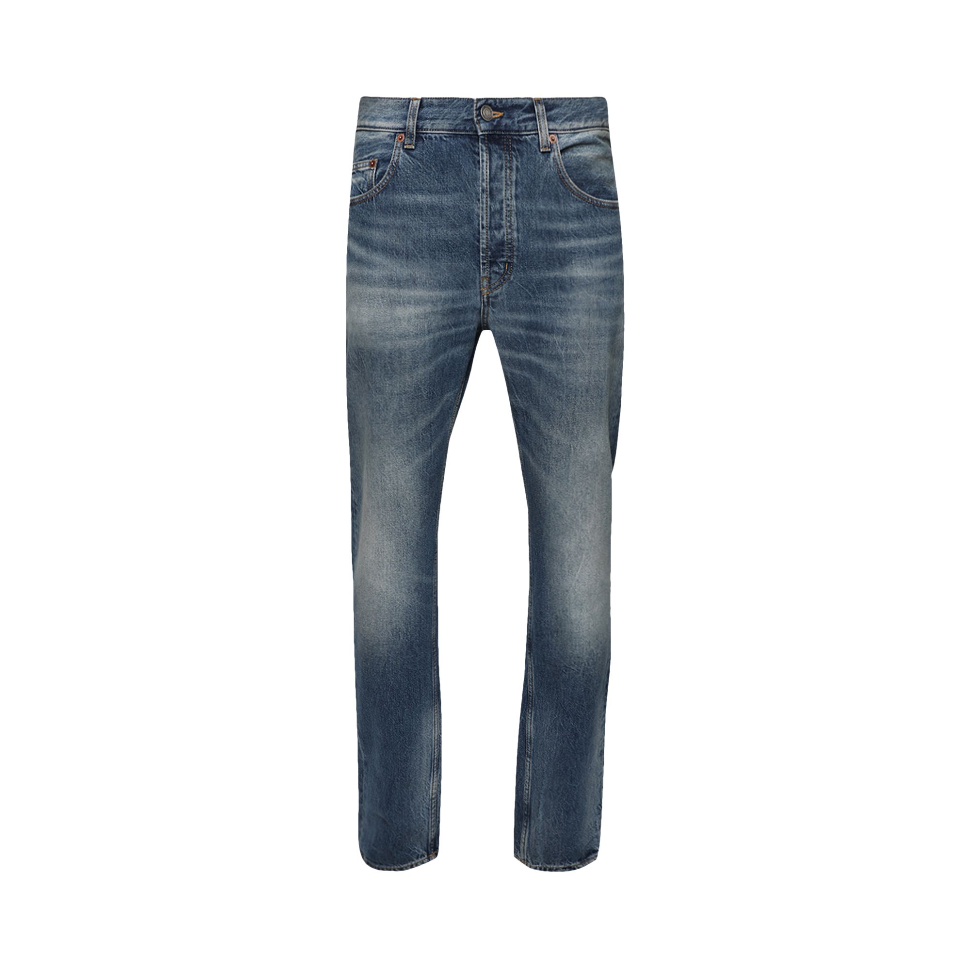 Pre-owned Saint Laurent Straight Baggy Jeans 'dark Capri Blue' | Men's Size 33