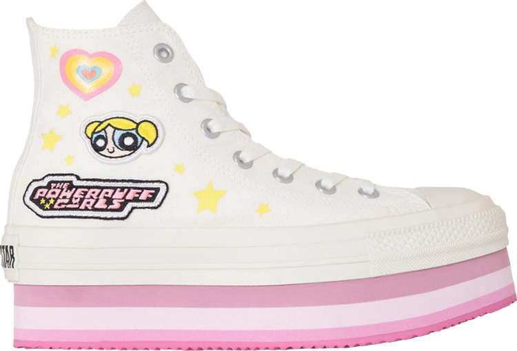 The Powerpuff Girls x Chuck Taylor All Star Chunkyline High GS White Pink