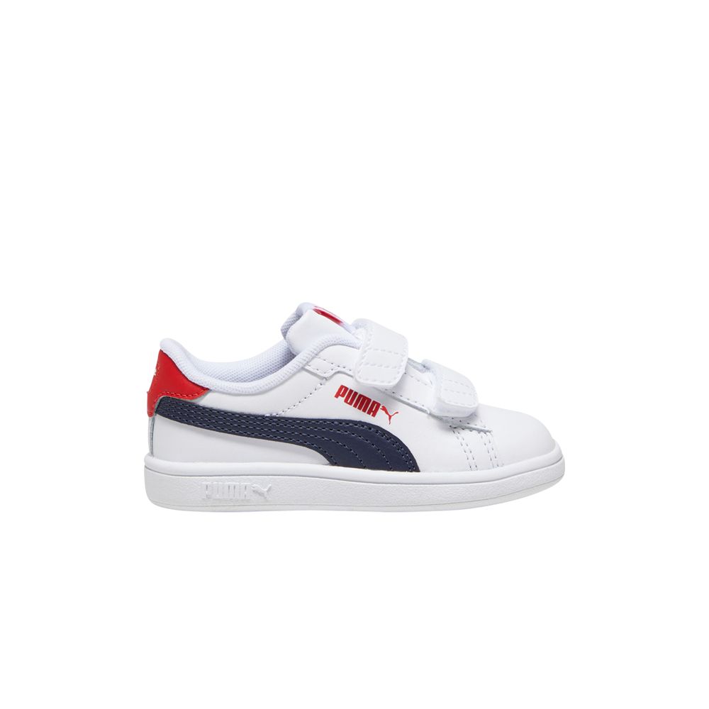 Puma Smash 3.0 Leather Velcro Toddler 'White Navy Red' | Infant Size 4