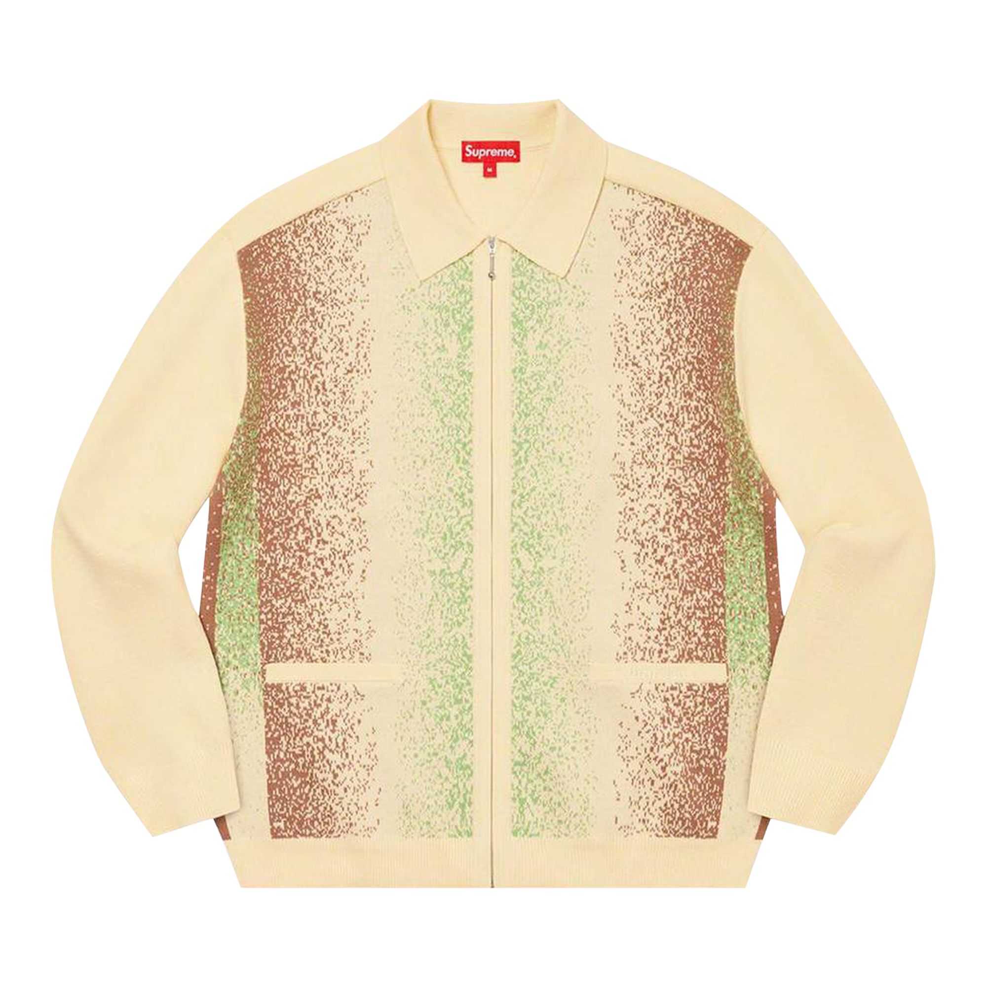Pre-owned Supreme Gradient Stripe Zip Up Cardigan 'pale Yellow'