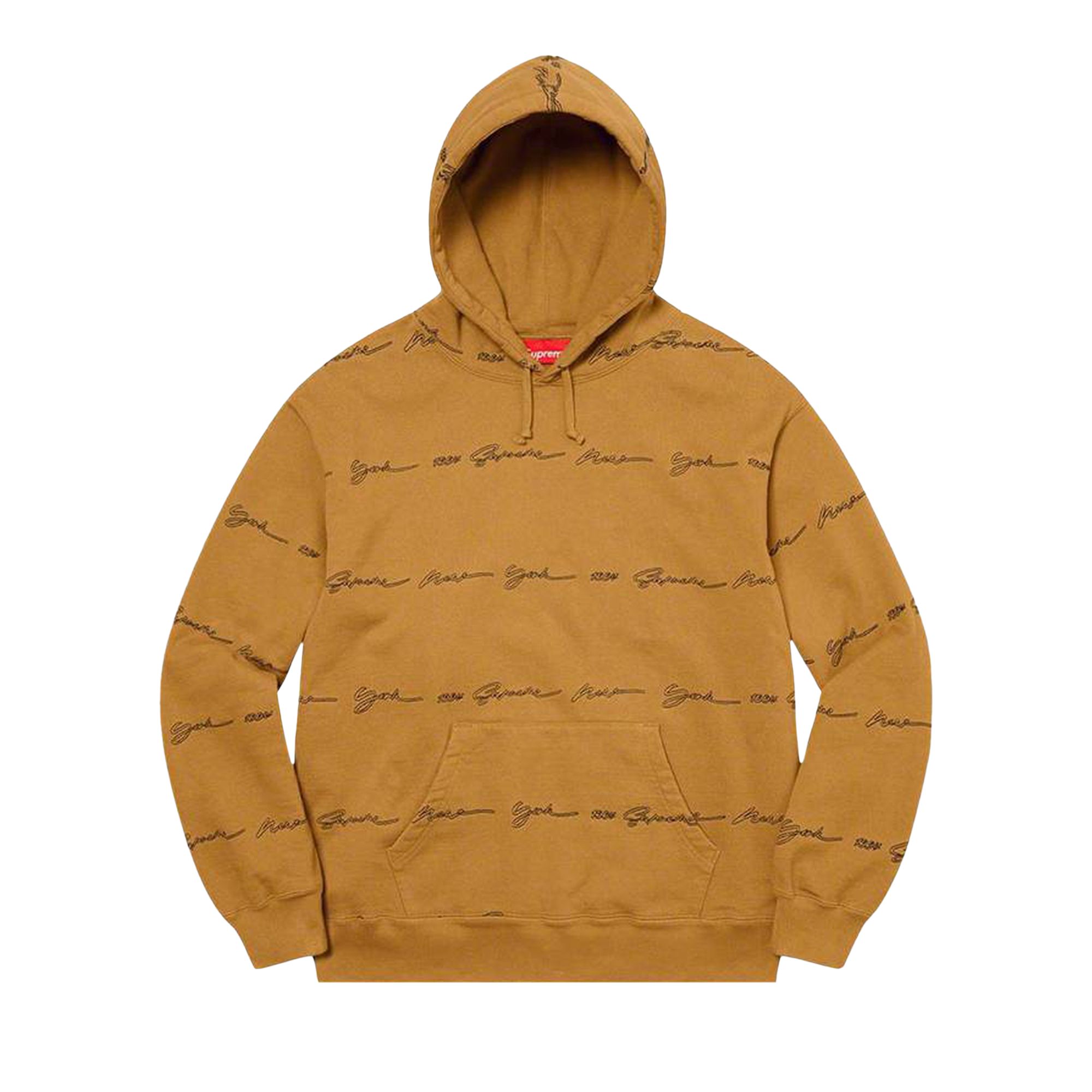 Pre-owned Supreme Script Stripe Hooded Sweatshirt 'dark Mustard' In Tan