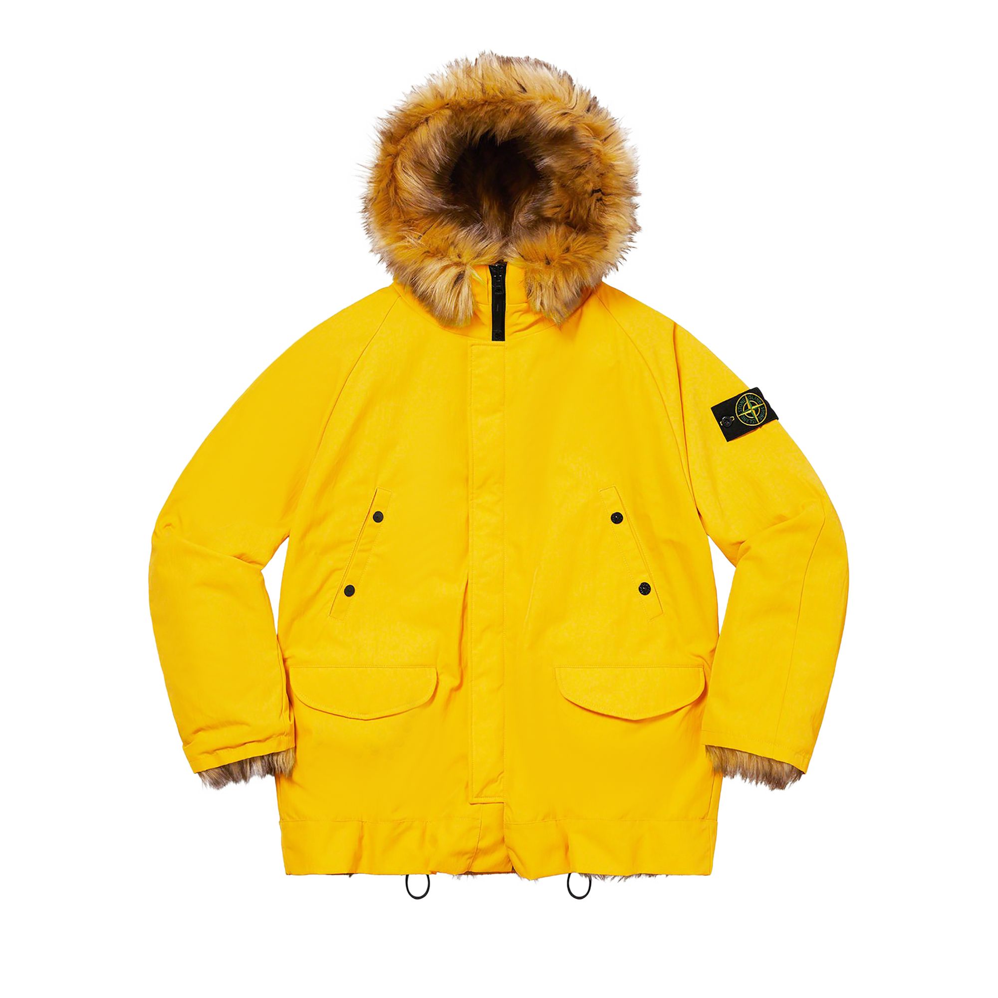 Supreme x Stone Island Formula Steel Reversible Faux Fur Parka 'Yellow' | Men's Size L