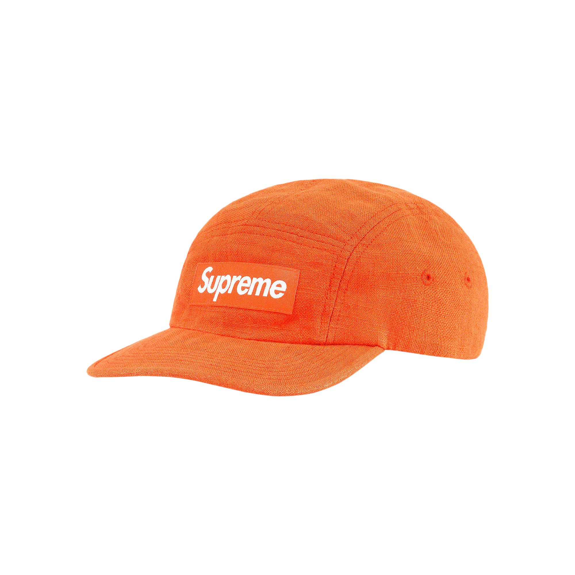 Pre-owned Supreme Linen Fitted Camp Cap 'neon Orange' | Men's Size M/l
