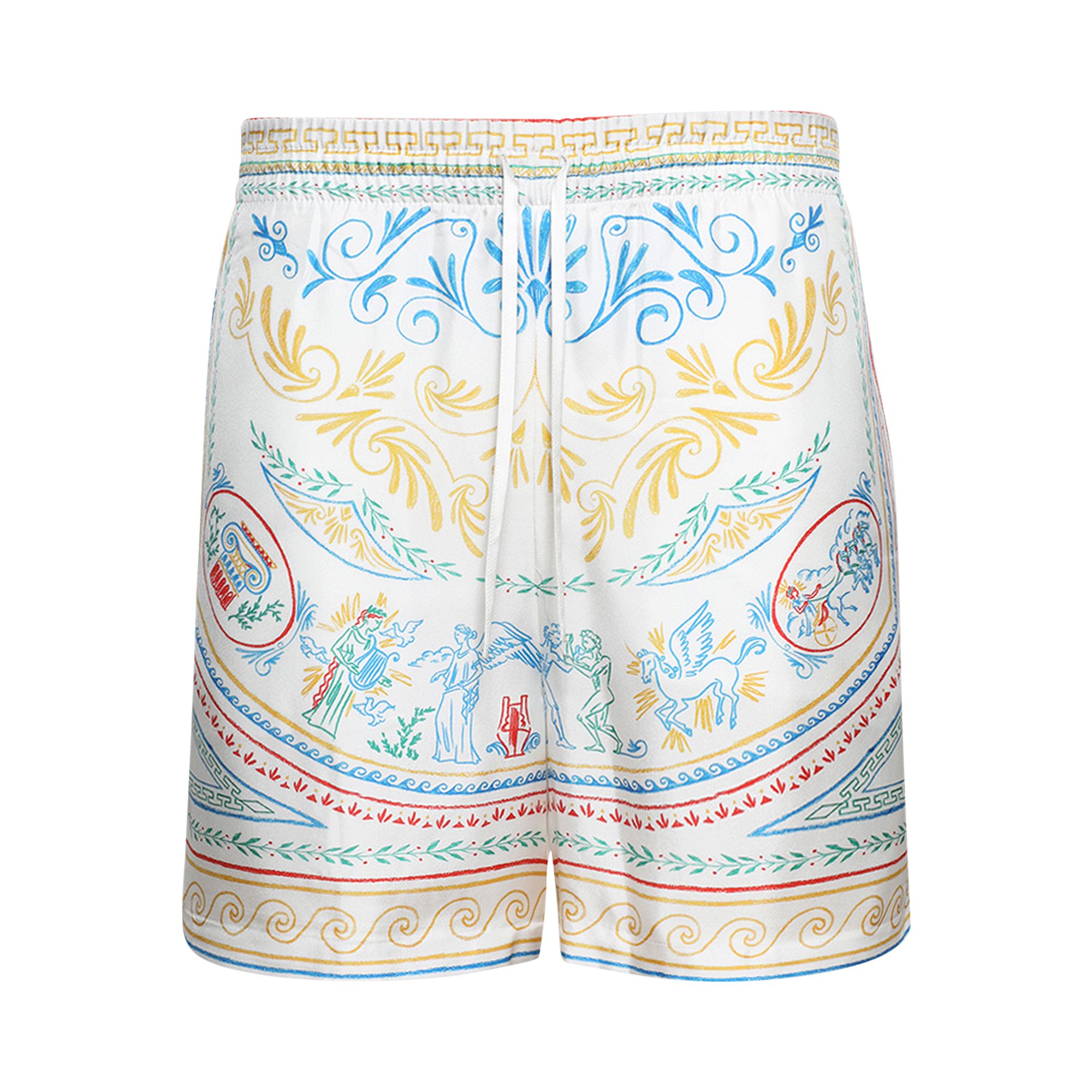 Pre-owned Casablanca Drawstring Shorts 'crayon Vase' | White | Men's Size Xxl