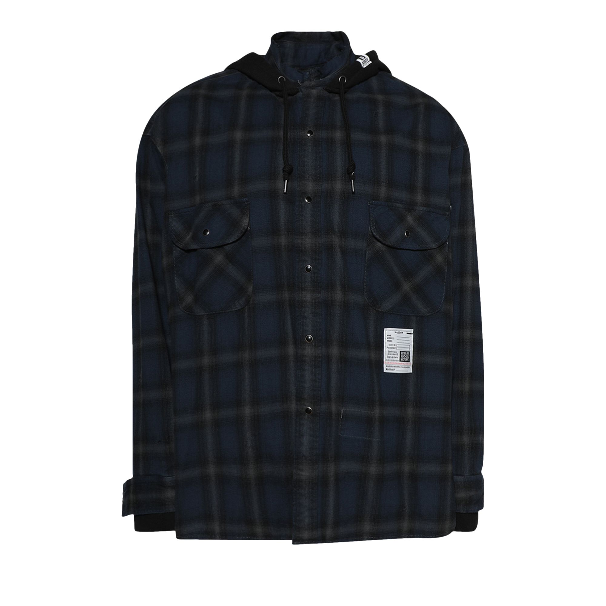 Pre-owned Miharayasuhiro Maison Mihara Yasuhiro Hood Combined Long-sleeve Check Shirt 'blue' | Men's Size 48
