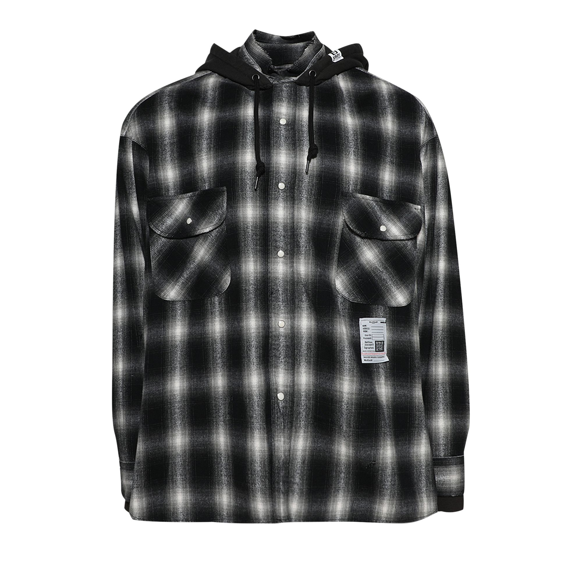 Pre-owned Miharayasuhiro Maison Mihara Yasuhiro Hood Combined Long-sleeve Check Shirt 'black' | Men's Size 46