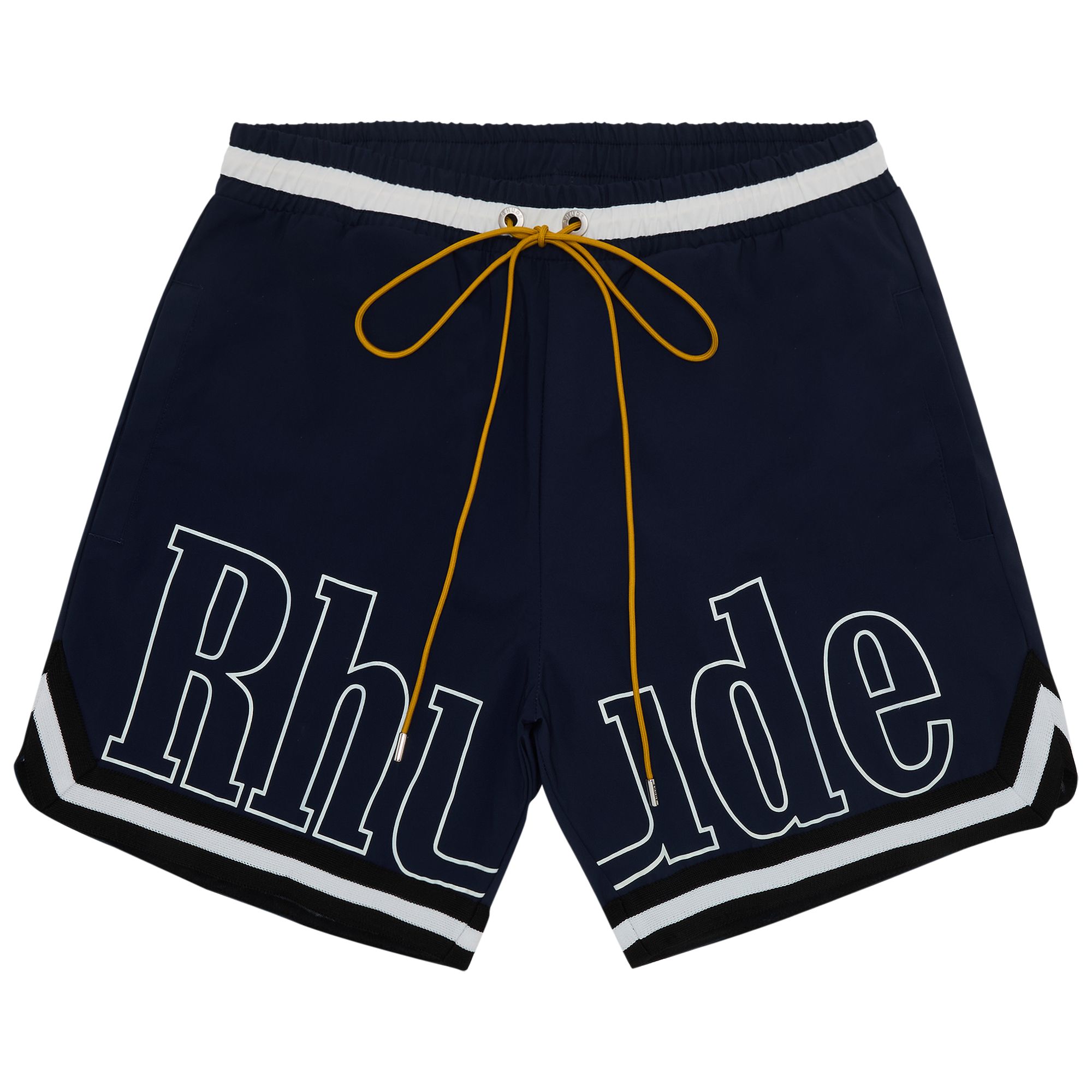 Click to view more detailed imagery on our partner's website Pre-owned Rhude Basketball Logo Swim Short 'blue/black/white'