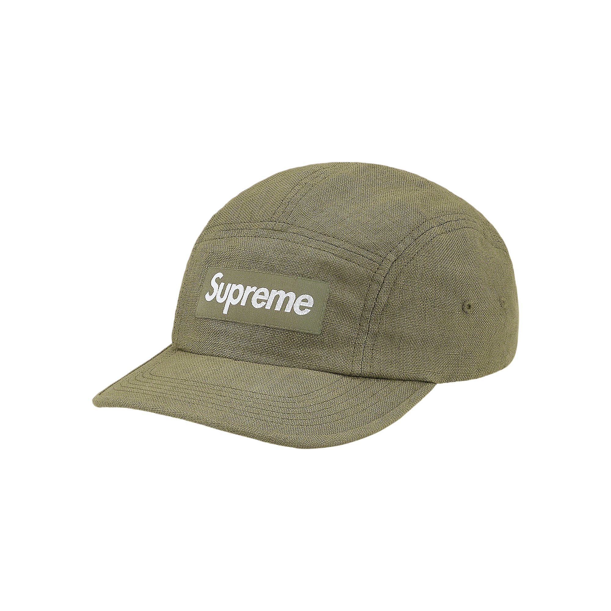 Pre-owned Supreme Linen Camp Cap 'olive' In Green