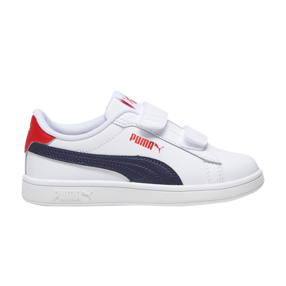 Pre-owned Puma Smash 3.0 Leather Velcro Little Kid 'white Navy Red' | Kid's Size 2